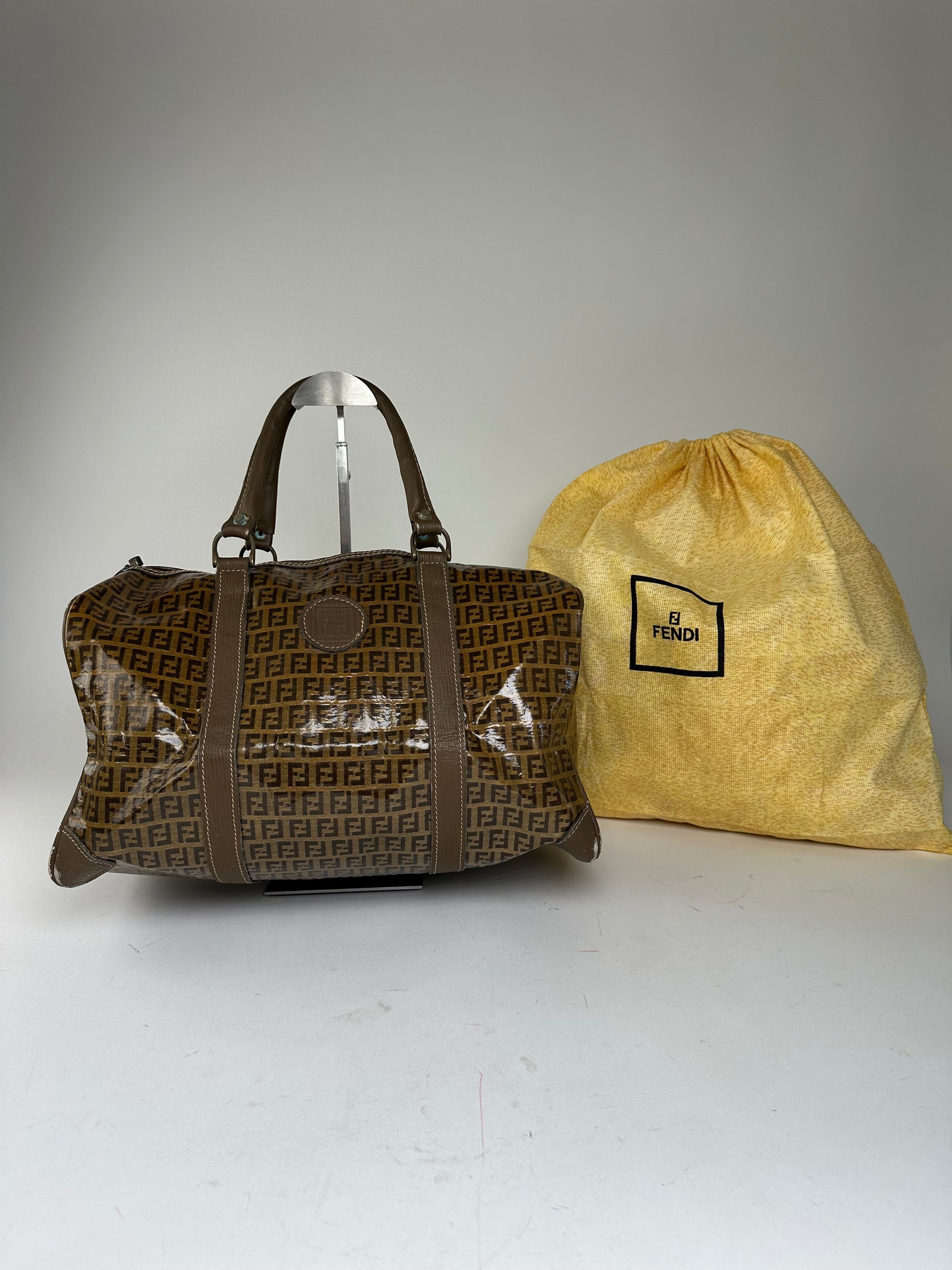 Fendi Vintage Roma Zucca FF Monogram Coated Canvas Boston Bag Brow Size ONE SIZE - 10 Thumbnail