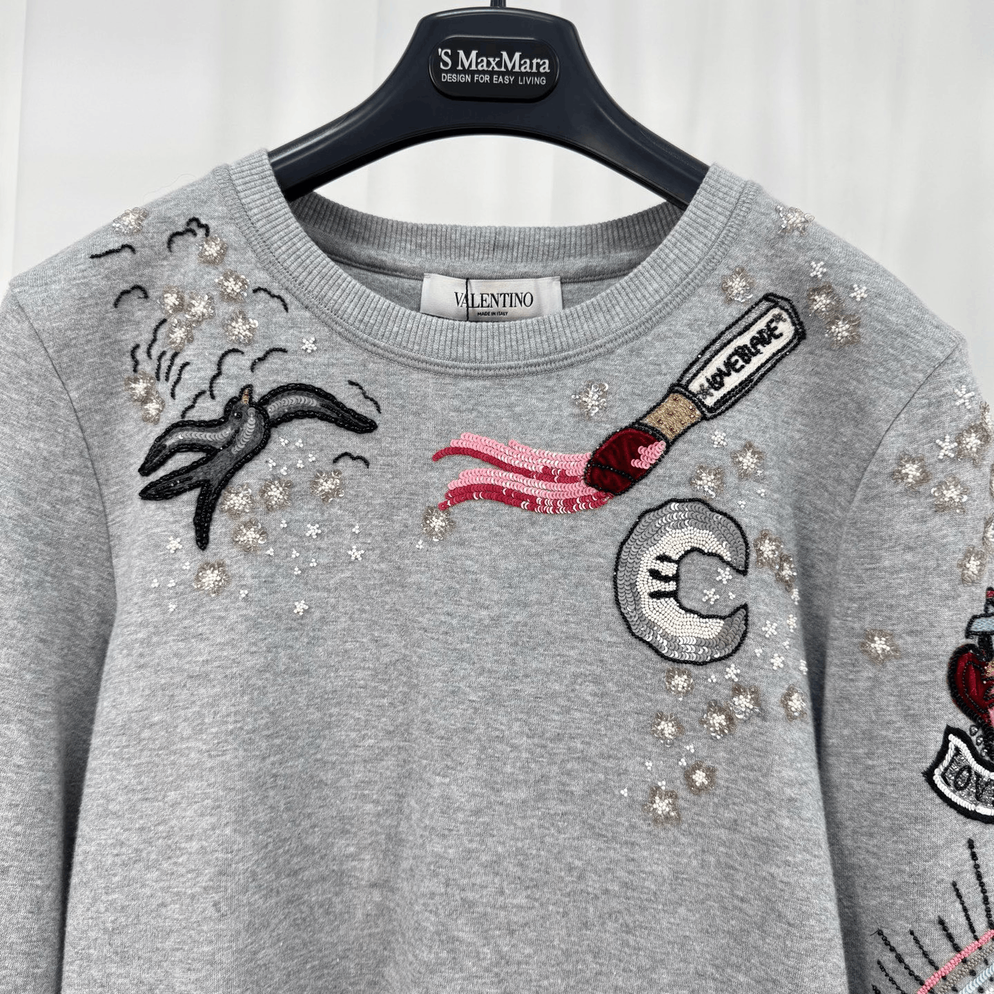 Valentino Valentino Rainbow Heart Beaded Sequin Sweatshirt Size S / US 4 / IT 40 - 3 Thumbnail