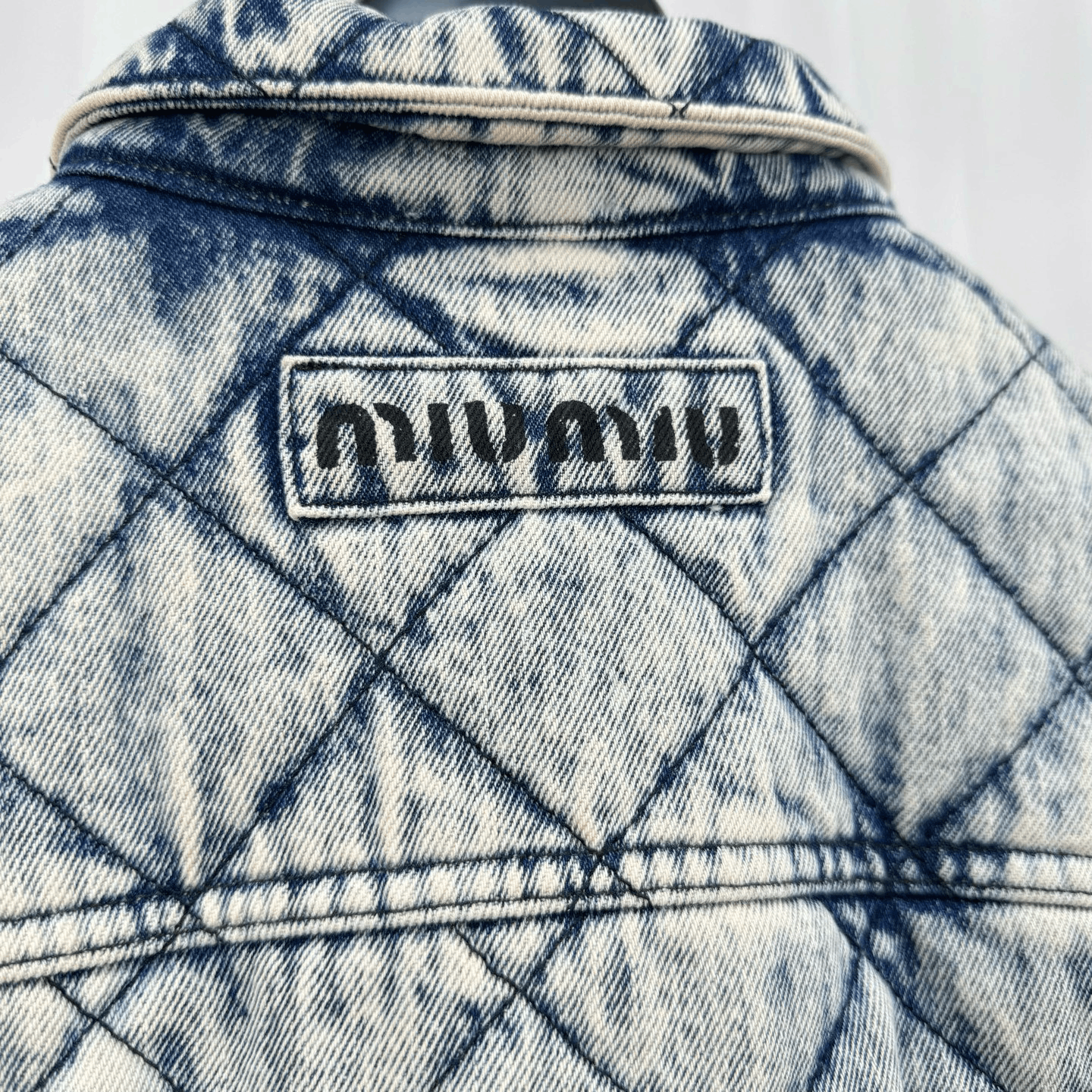 Miu Miu Miu Miu Embroidered Letter Washed Quilted Denim Jacket Size S / US 4 / IT 40 - 5 Thumbnail