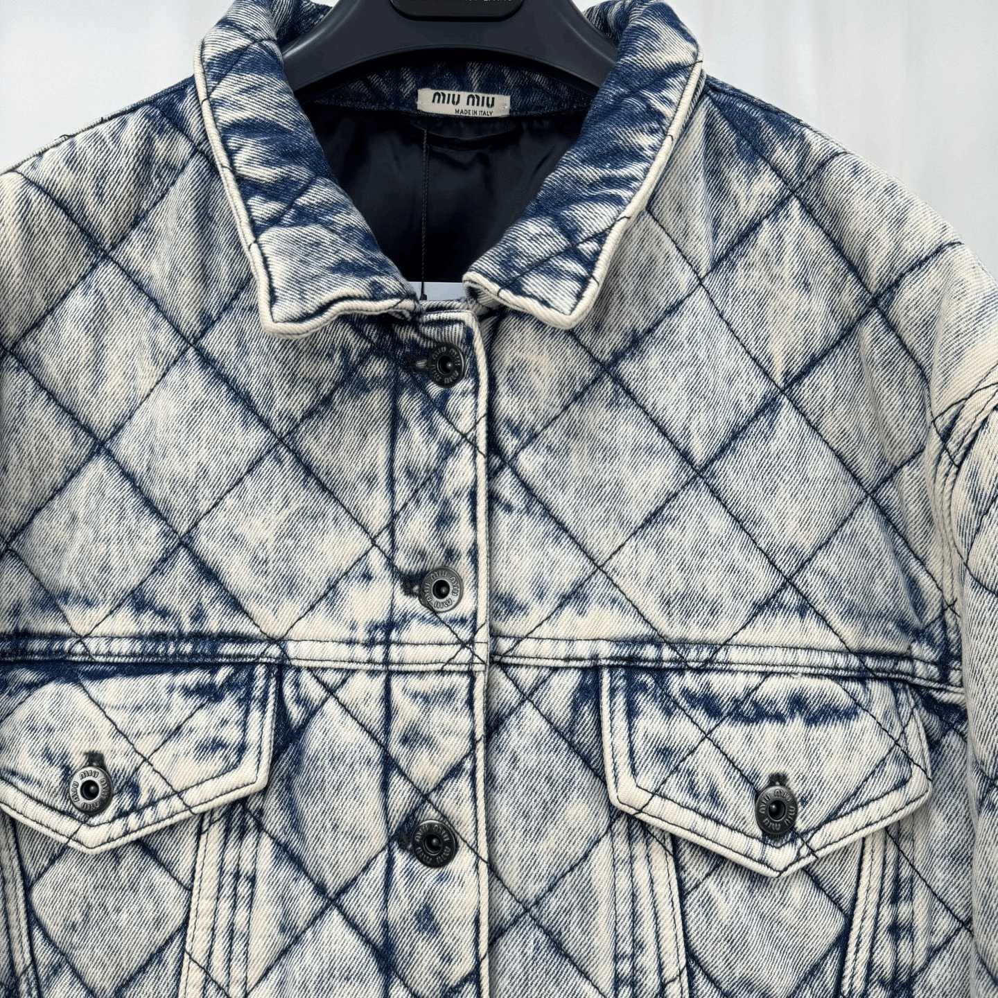 Miu Miu Miu Miu Embroidered Letter Washed Quilted Denim Jacket Size S / US 4 / IT 40 - 3 Thumbnail