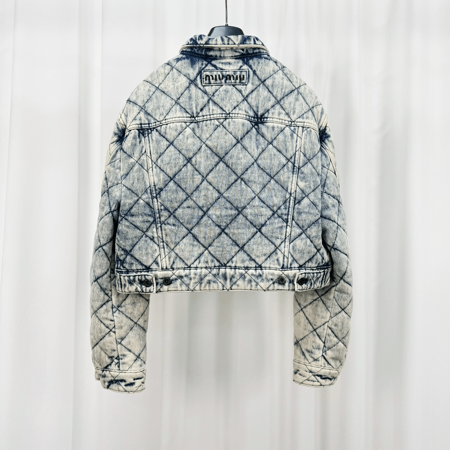 Miu Miu Miu Miu Embroidered Letter Washed Quilted Denim Jacket Size S / US 4 / IT 40 - 2 Thumbnail