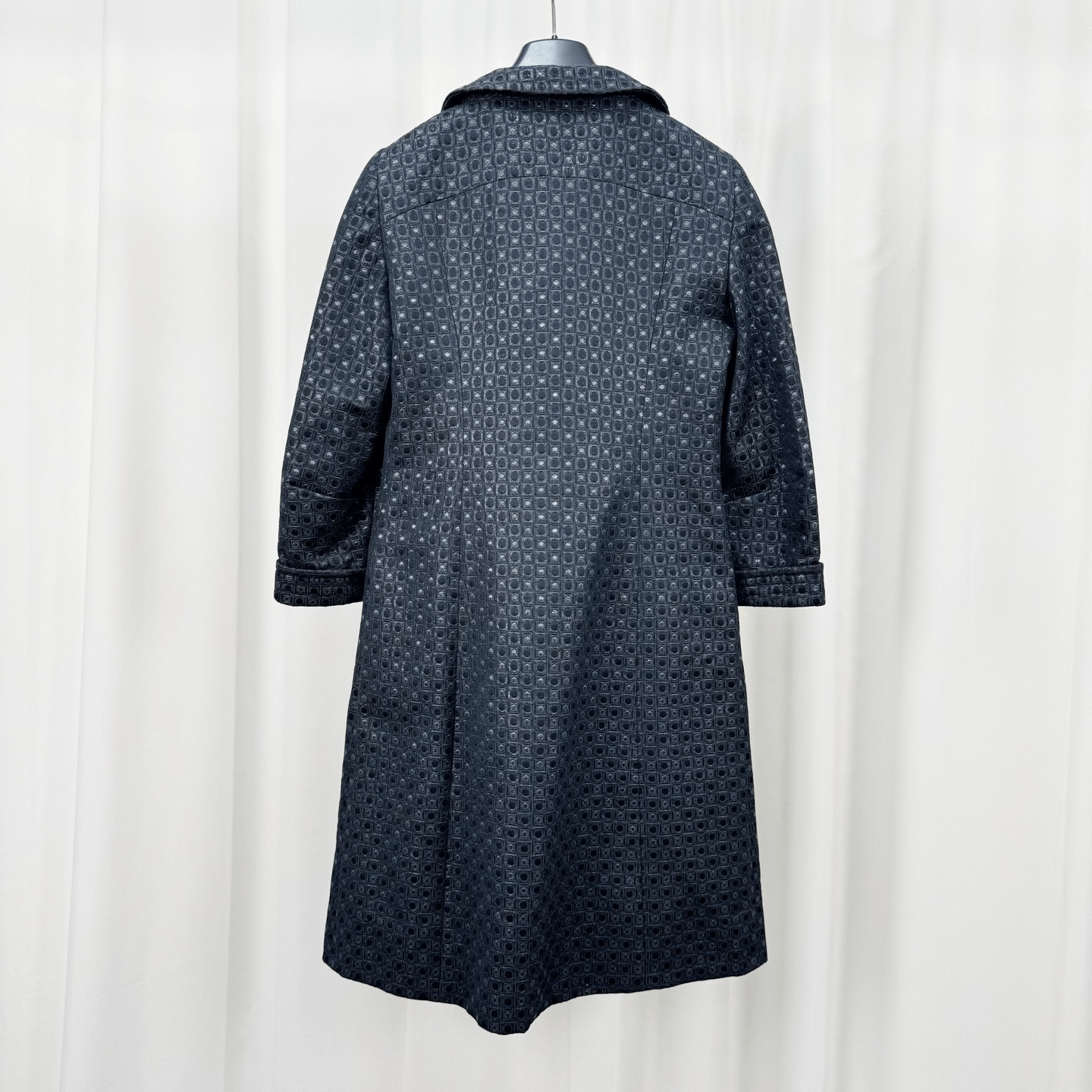 Max Mara Maxmara Black Embossed Jacquard Coat Size S / US 4 / IT 40 - 2 Thumbnail