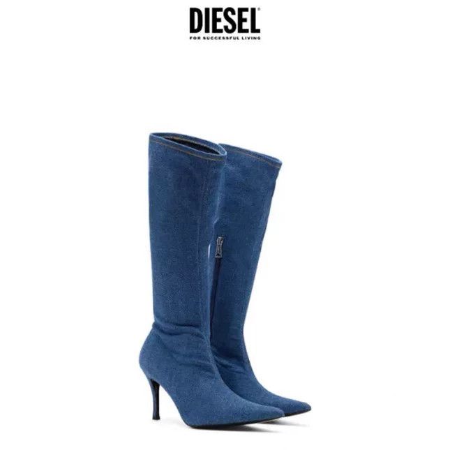Diesel Diesel Denim Stretch Knee-High Boots Size US 6 / IT 36 - 7 Thumbnail