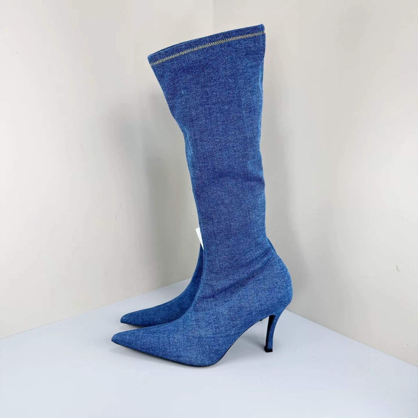 Diesel Diesel Denim Stretch Knee-High Boots Size US 6 / IT 36 - 2 Thumbnail