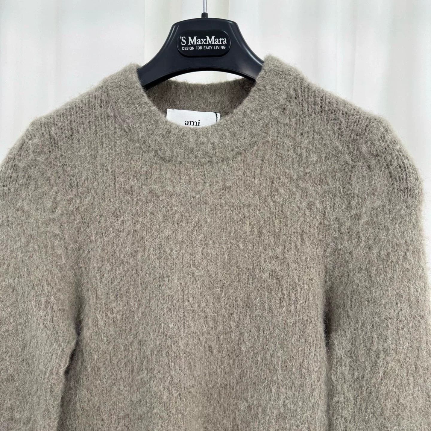 AMI Ami Oatmeal Gray Mohair Knit Sweater Size XS / US 0-2 / IT 36-38 - 3 Thumbnail