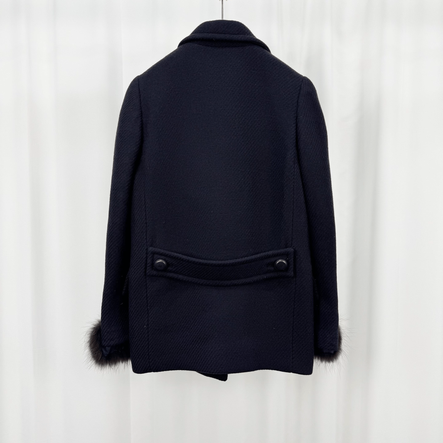 Prada Prada Black Fur Cuffs Wool Coat Size S / US 4 / IT 40 - 2 Thumbnail
