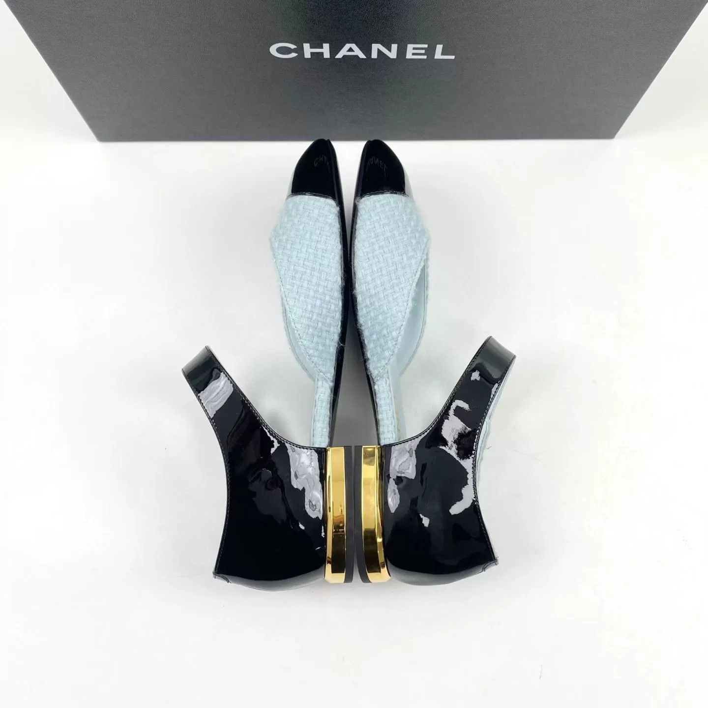 Chanel Chanel Blue Tweed Mary Jane Shoes Size US 5.5 / IT 35.5 - 3 Thumbnail