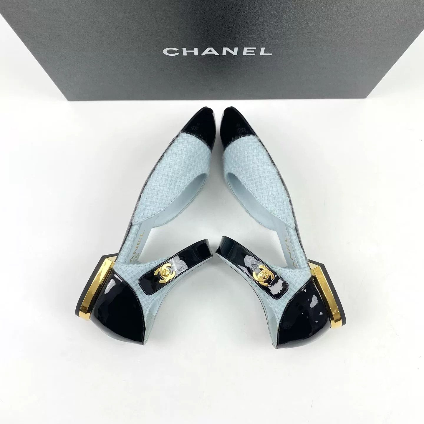 Chanel Chanel Blue Tweed Mary Jane Shoes Size US 5.5 / IT 35.5 - 4 Thumbnail