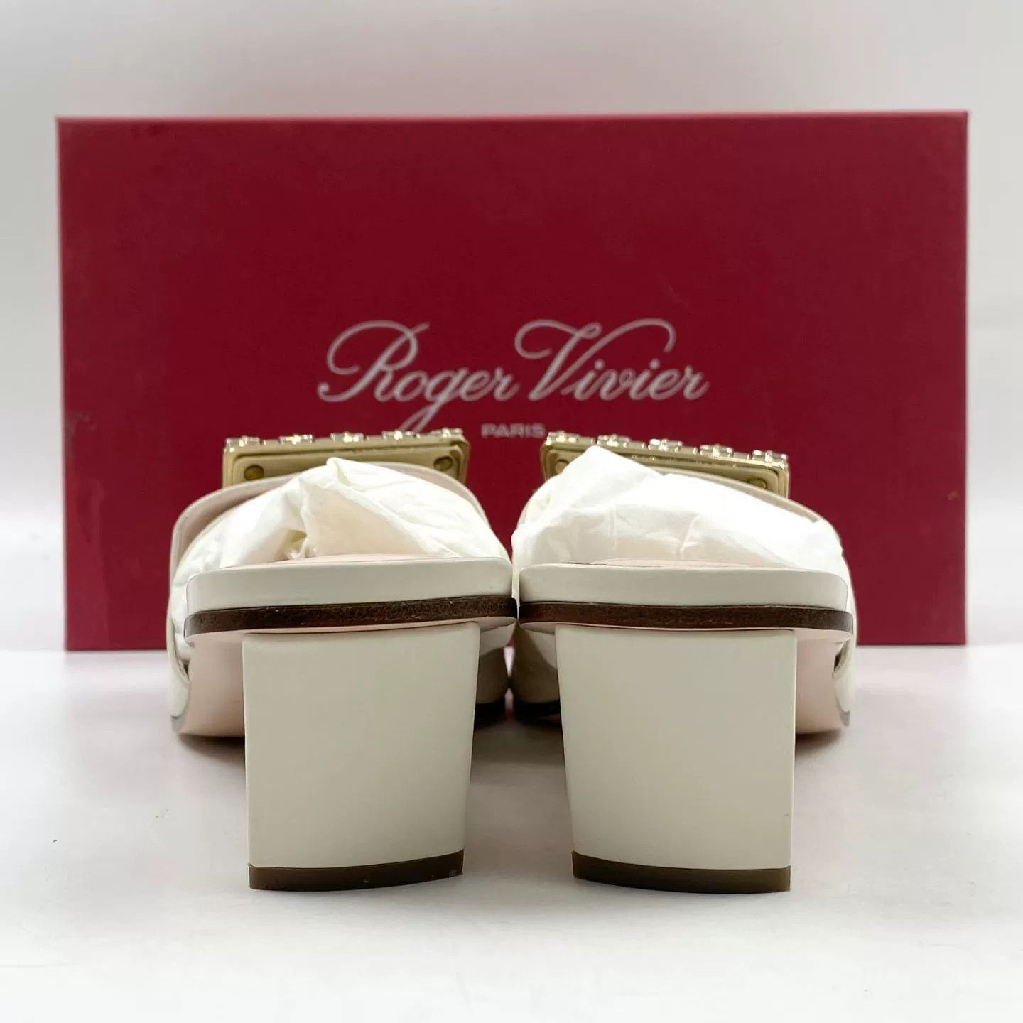 Roger Vivier RV White Diamond Buckle Block Heel Sandals Size US 6 / IT 36 - 5 Thumbnail