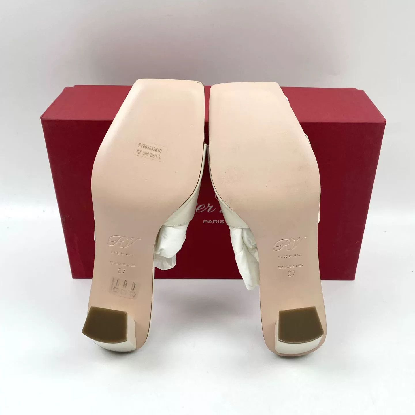 Roger Vivier RV White Diamond Buckle Block Heel Sandals Size US 6 / IT 36 - 6 Thumbnail