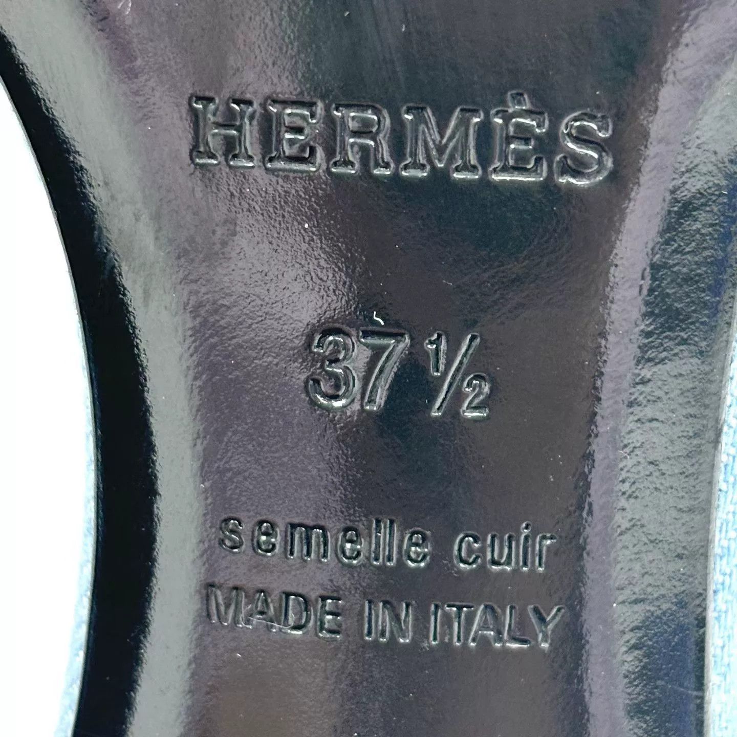 Hermes HERMES Blue Denim H-Strap Low-Heel Sandals Size US 6.5 / IT 36.5 - 6 Thumbnail