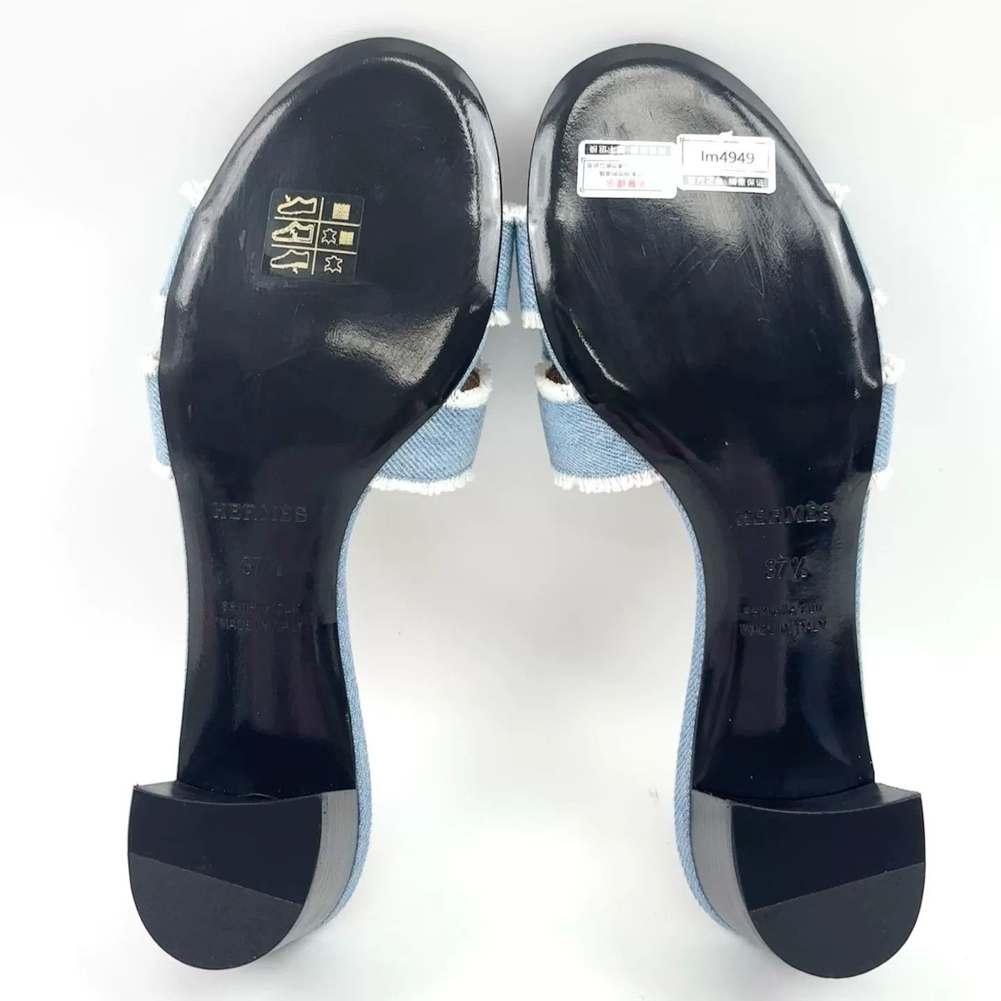 Hermes HERMES Blue Denim H-Strap Low-Heel Sandals Size US 6.5 / IT 36.5 - 5 Thumbnail