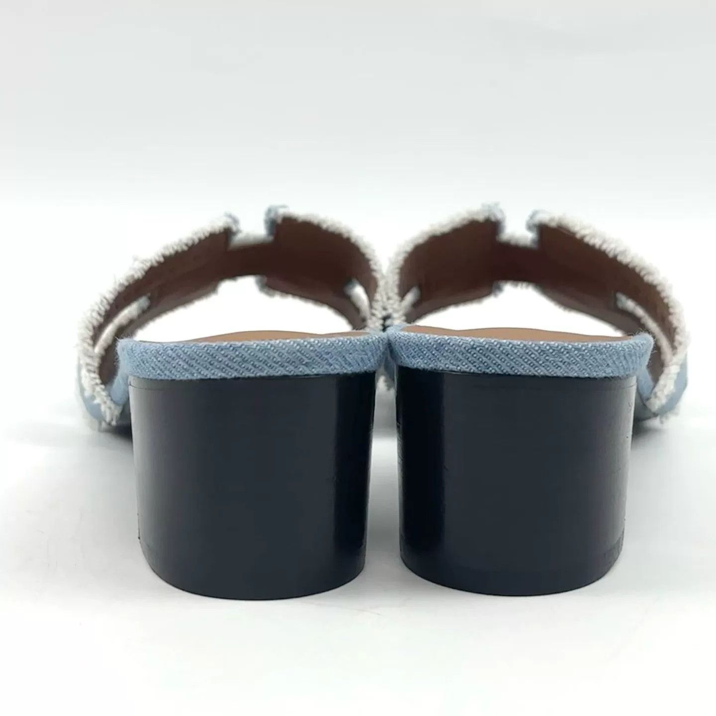 Hermes HERMES Blue Denim H-Strap Low-Heel Sandals Size US 6.5 / IT 36.5 - 7 Thumbnail