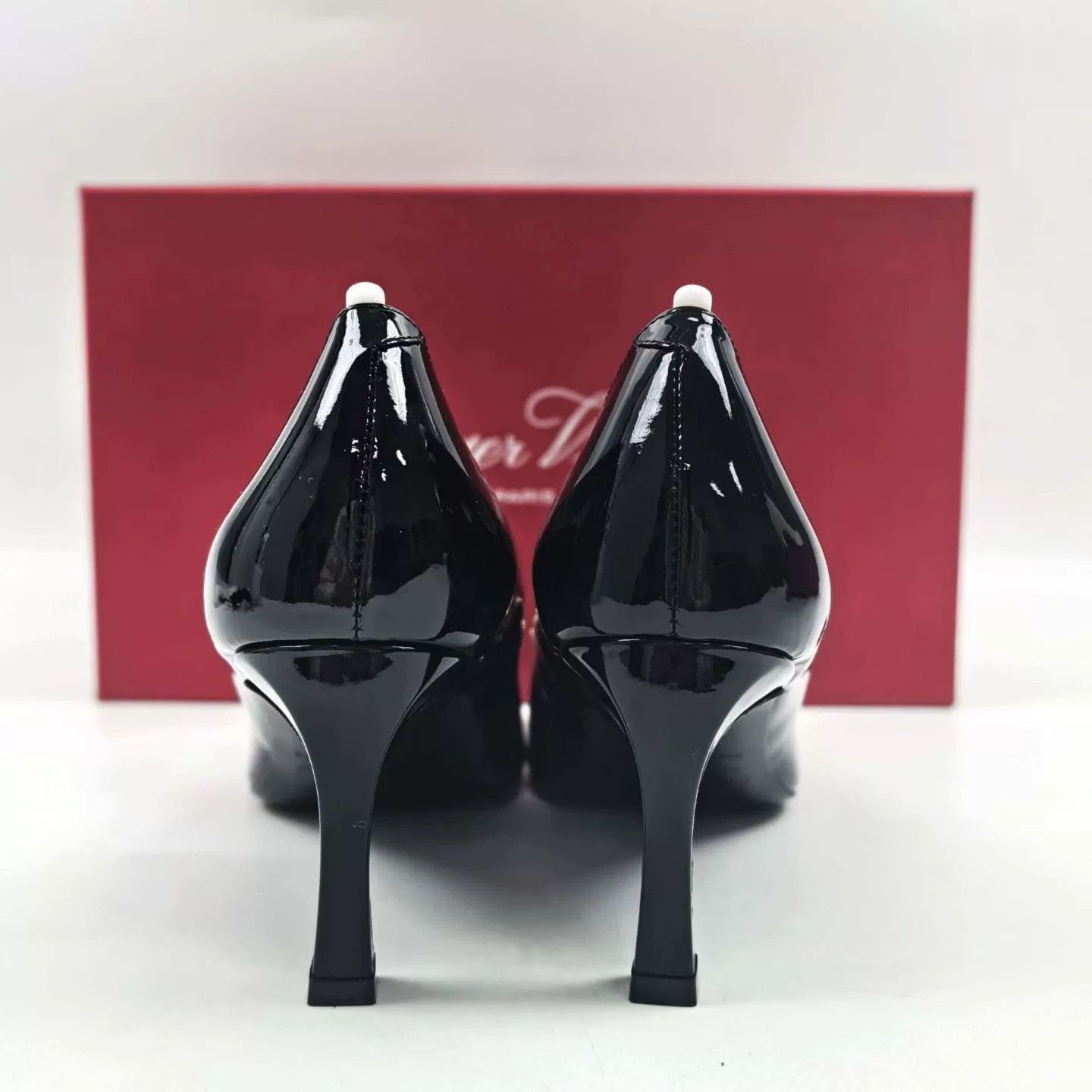 Roger Vivier RV Black Patent Leather Square Buckle Heels Size US 4.5 / IT 34.5 - 7 Thumbnail