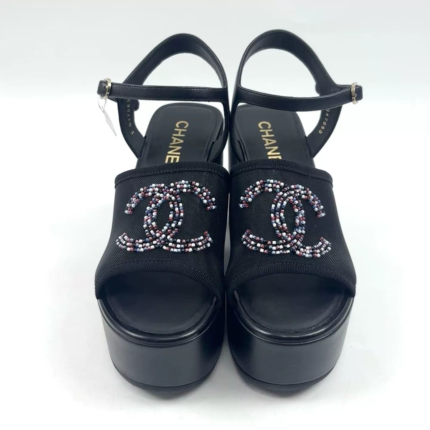 Chanel CHANEL New Black Platform Double C Sandals Size US 6 / IT 36 - 2 Thumbnail