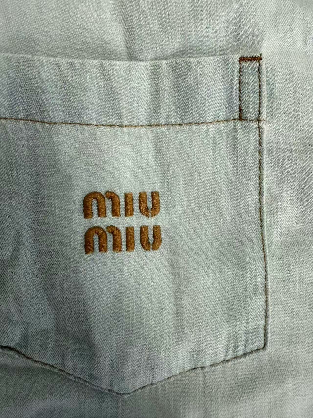 Miu Miu MIU MIU Embroidered Oversized Striped Denim Jacket Size XS / US 0-2 / IT 36-38 - 3 Thumbnail