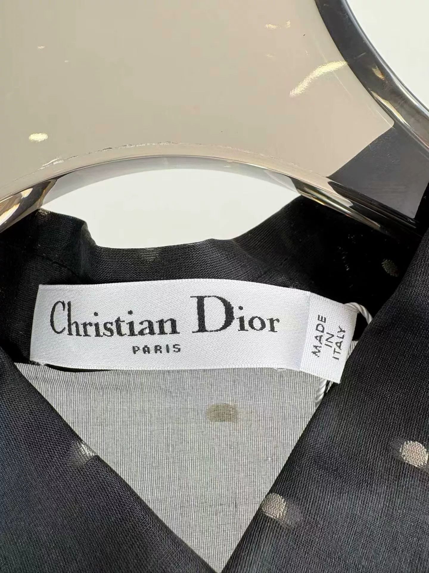 Dior DIOR Black Polka Dot Silk Organza Shirt Size M / US 6-8 / IT 42-44 - 5 Thumbnail