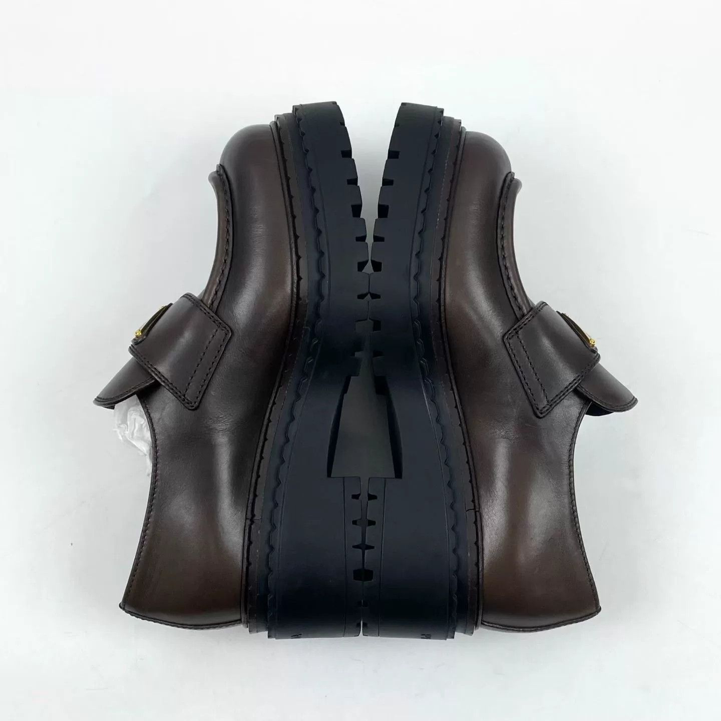 Prada Prada 25 New Brown Gold Logo Loafer Size US 4 / IT 34 - 3 Thumbnail