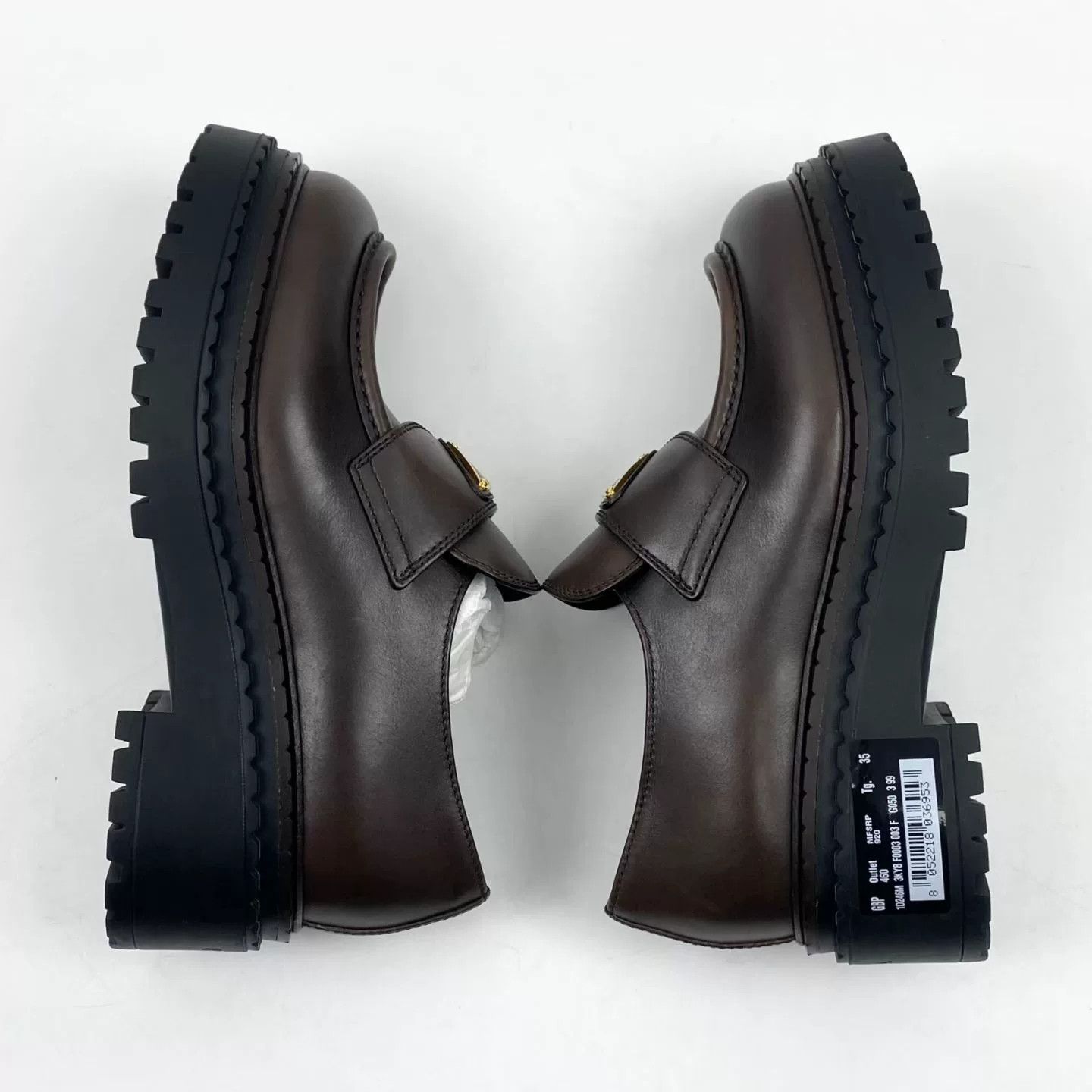 Prada Prada 25 New Brown Gold Logo Loafer Size US 4 / IT 34 - 4 Thumbnail