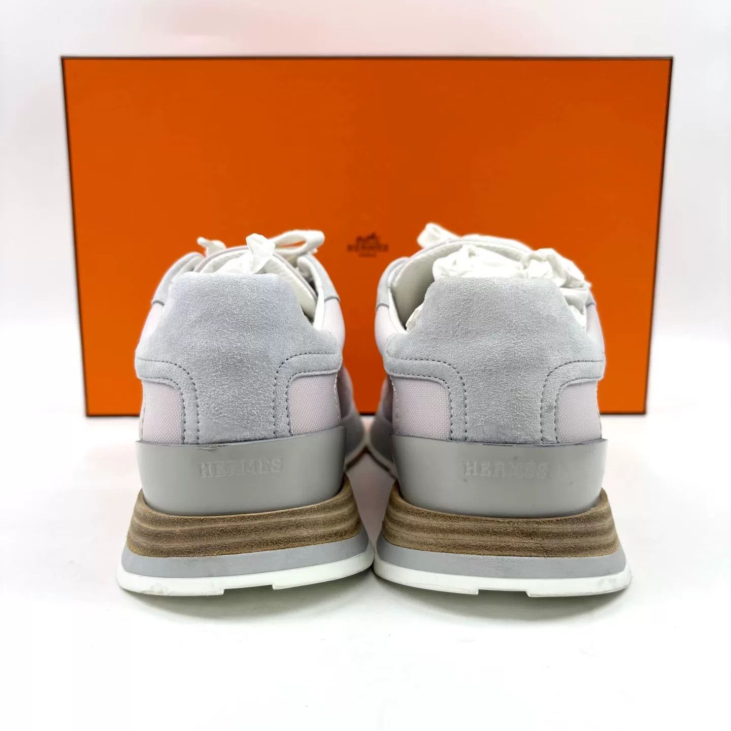 Hermes Hermes Gray-Pink Logo Sneakers Size 36 Size US 5 / IT 35 - 5 Thumbnail