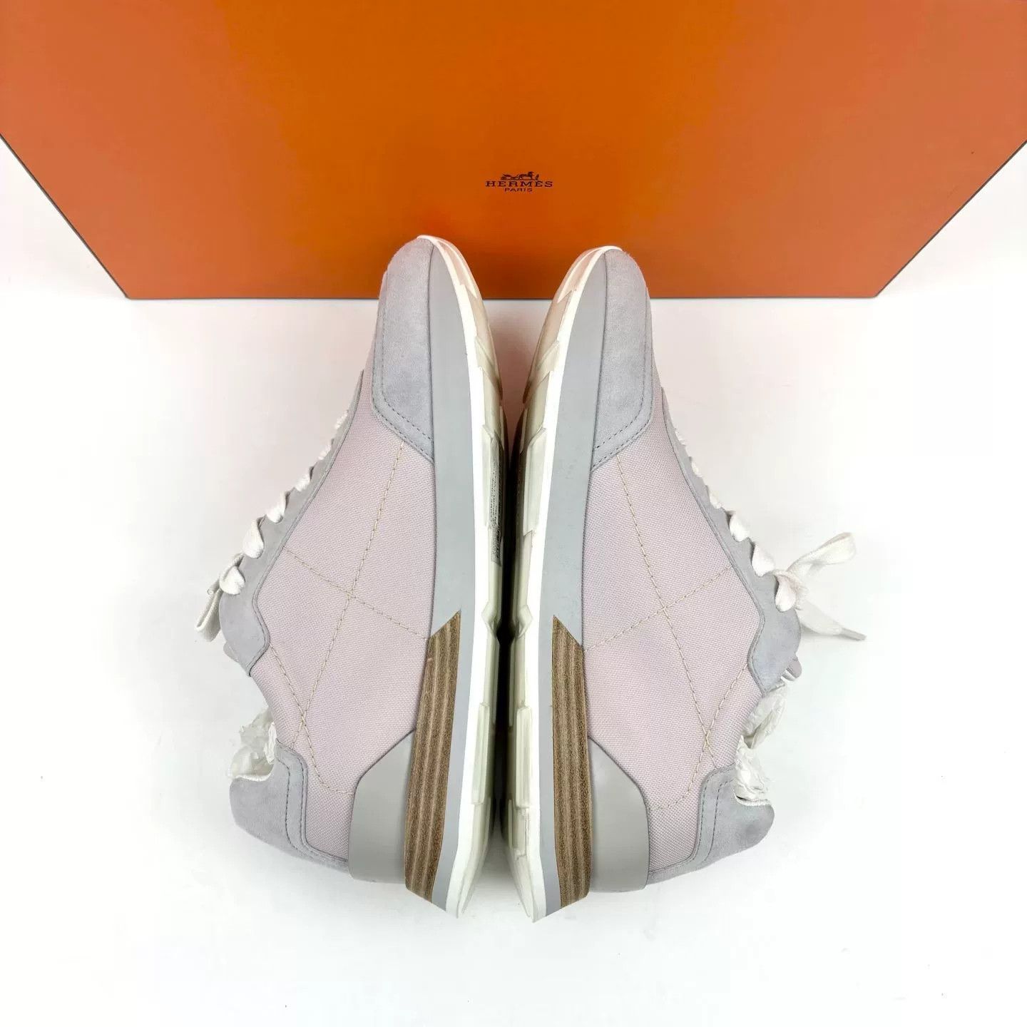 Hermes Hermes Gray-Pink Logo Sneakers Size 36 Size US 5 / IT 35 - 3 Thumbnail