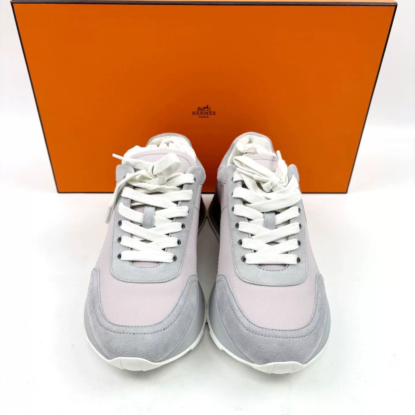 Hermes Hermes Gray-Pink Logo Sneakers Size 36 Size US 5 / IT 35 - 2 Thumbnail