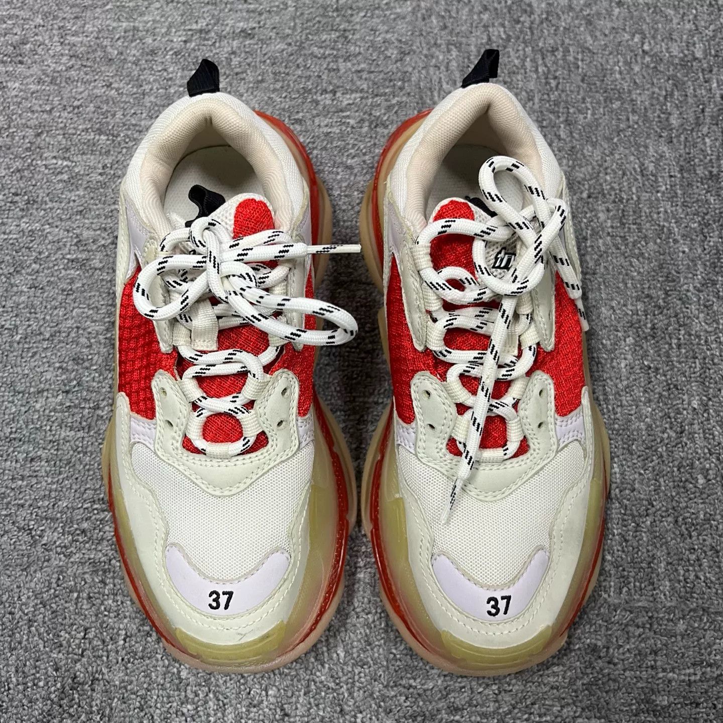Balenciaga Balenciaga White Red Clear Sole Triple S Sneakers 37 Size US 7 / IT 37 - 3 Thumbnail