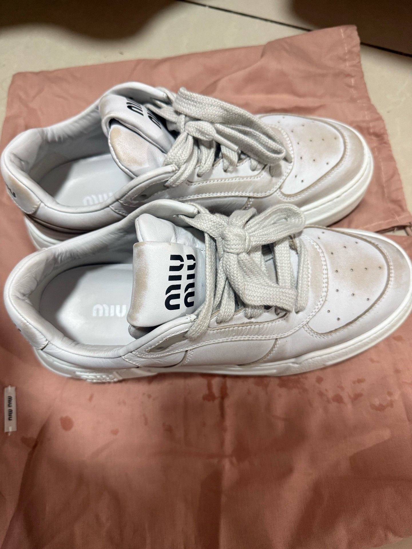 Miu Miu Miu Miu Distressed Low-Top Sneakers 36.5 Size US 6.5 / IT 36.5 - 4 Thumbnail
