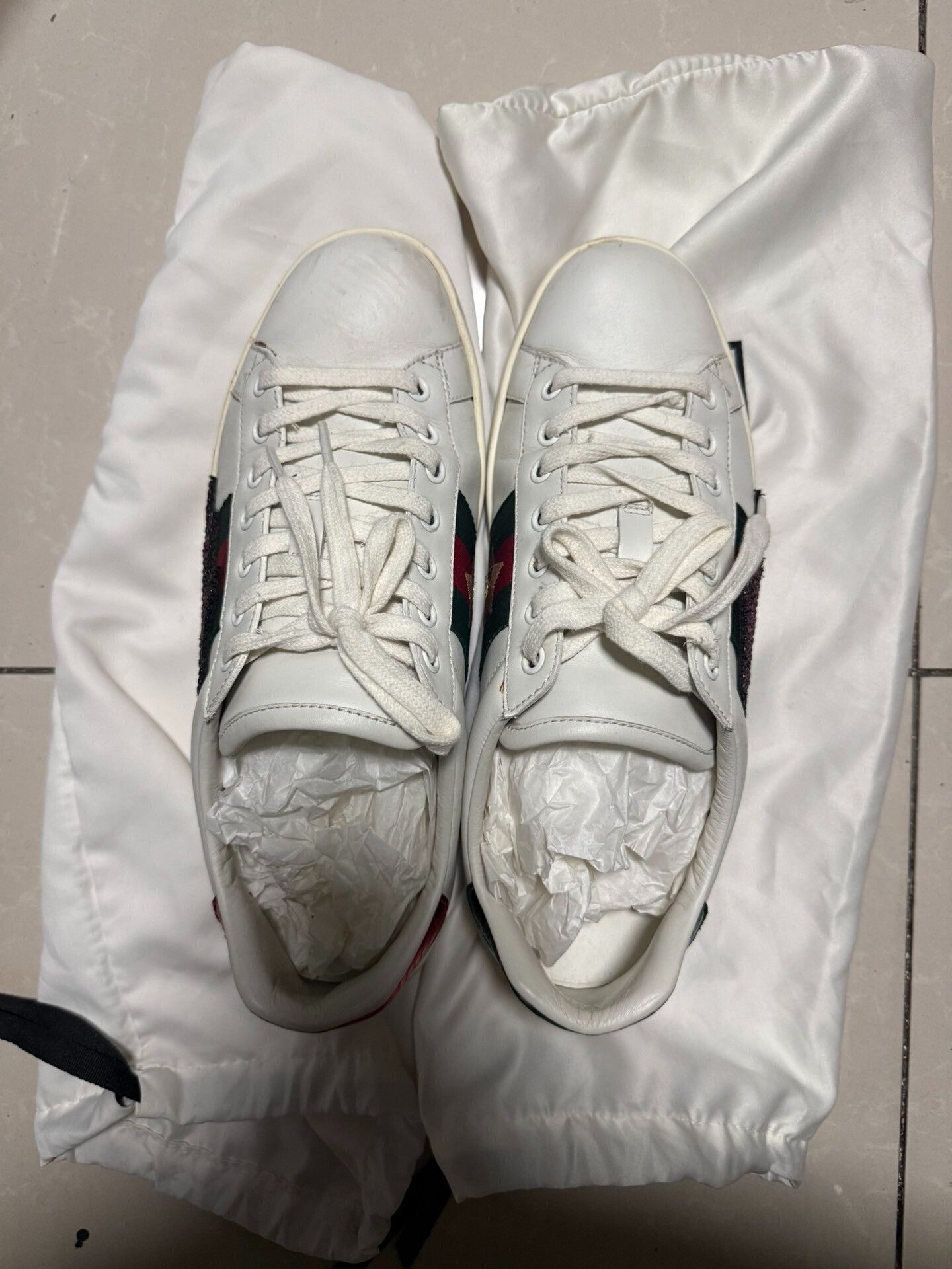 Gucci Gucci Web Stripe Leather Ace Sneakers 7.5 Size US 8.5 / EU 41-42 - 2 Thumbnail