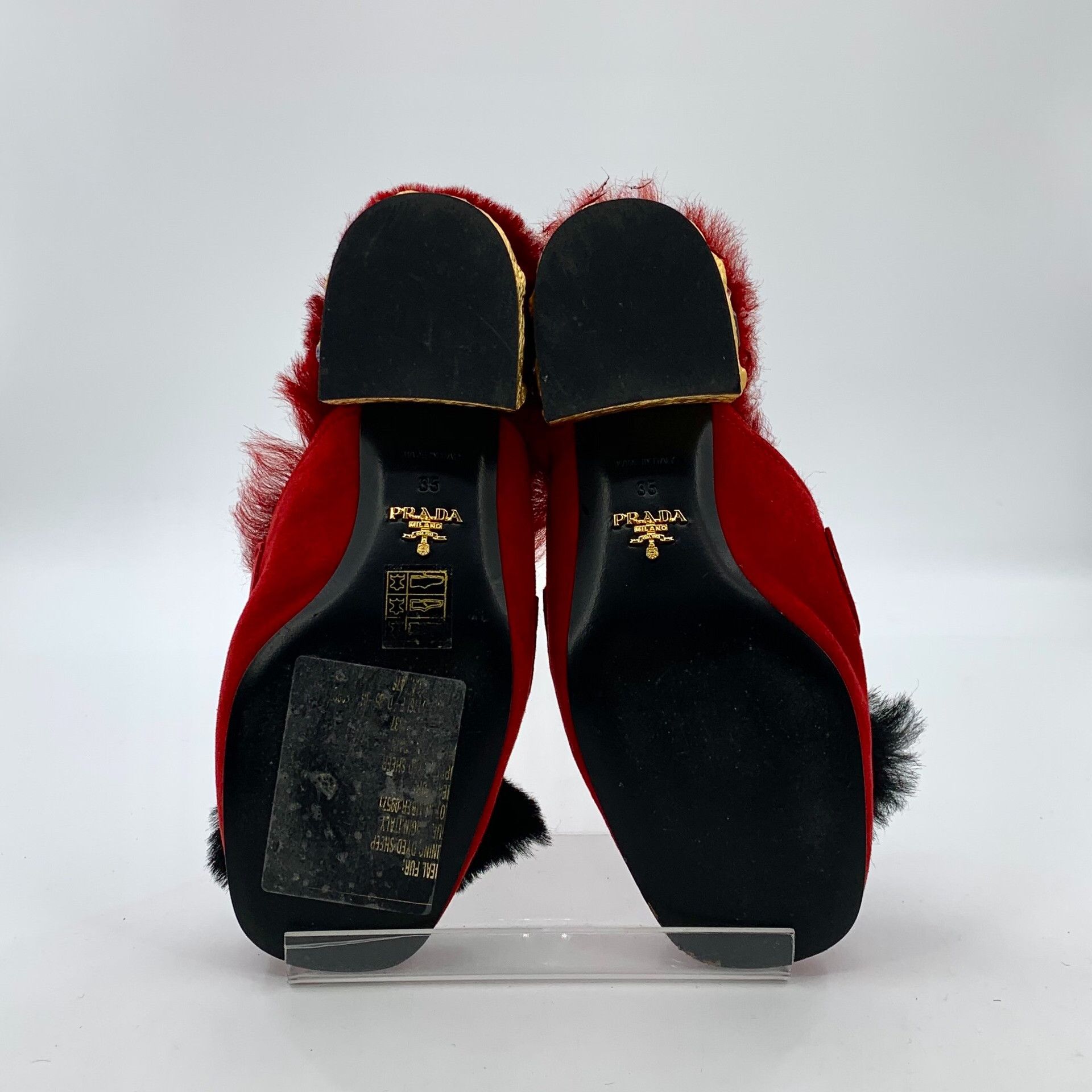 Prada Prada Fur Trim Crystal Embellished Mules 35 Size US 5 / IT 35 - 6 Thumbnail