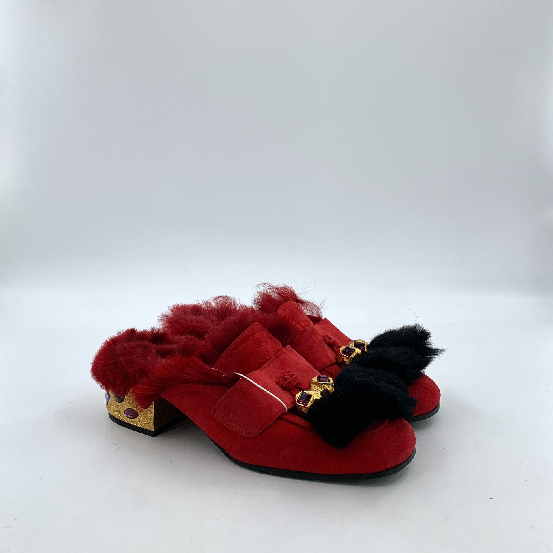 Prada Prada Fur Trim Crystal Embellished Mules 35 Size US 5 / IT 35 - 3 Thumbnail