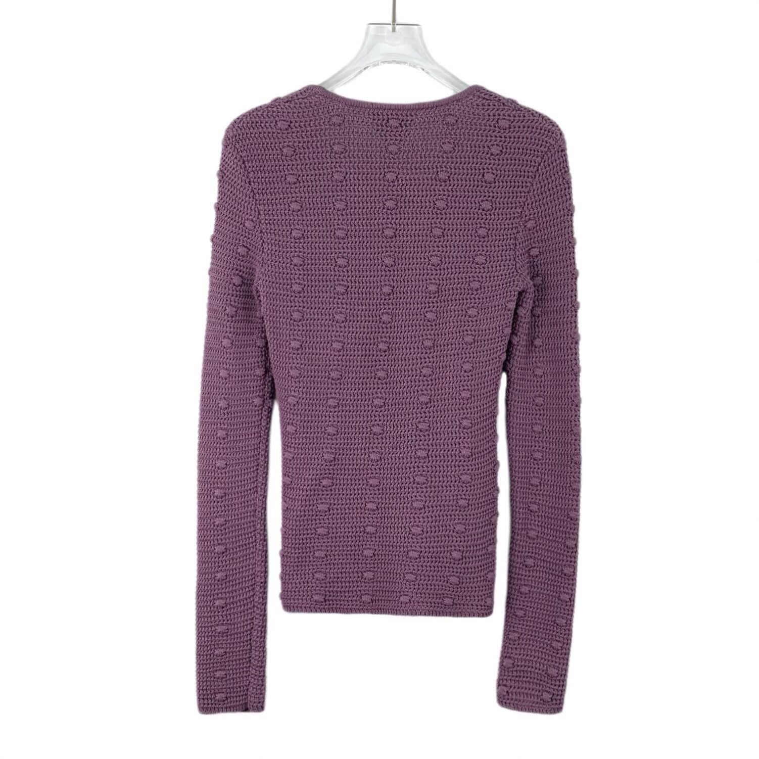 Bottega Veneta Bottega Veneta Purple Open Knit Cotton Sweater XS Size XS / US 0-2 / IT 36-38 - 3 Thumbnail
