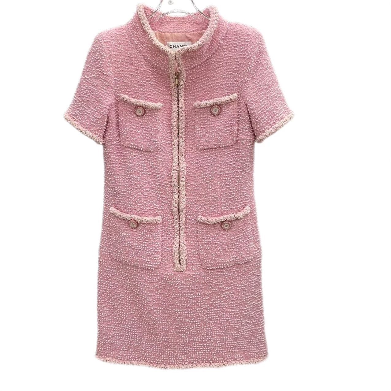 Chanel Chanel Pink Multi-Pocket Tweed Zip Mini Dress Size 38 Size S / US 4 / IT 40 - 2 Thumbnail