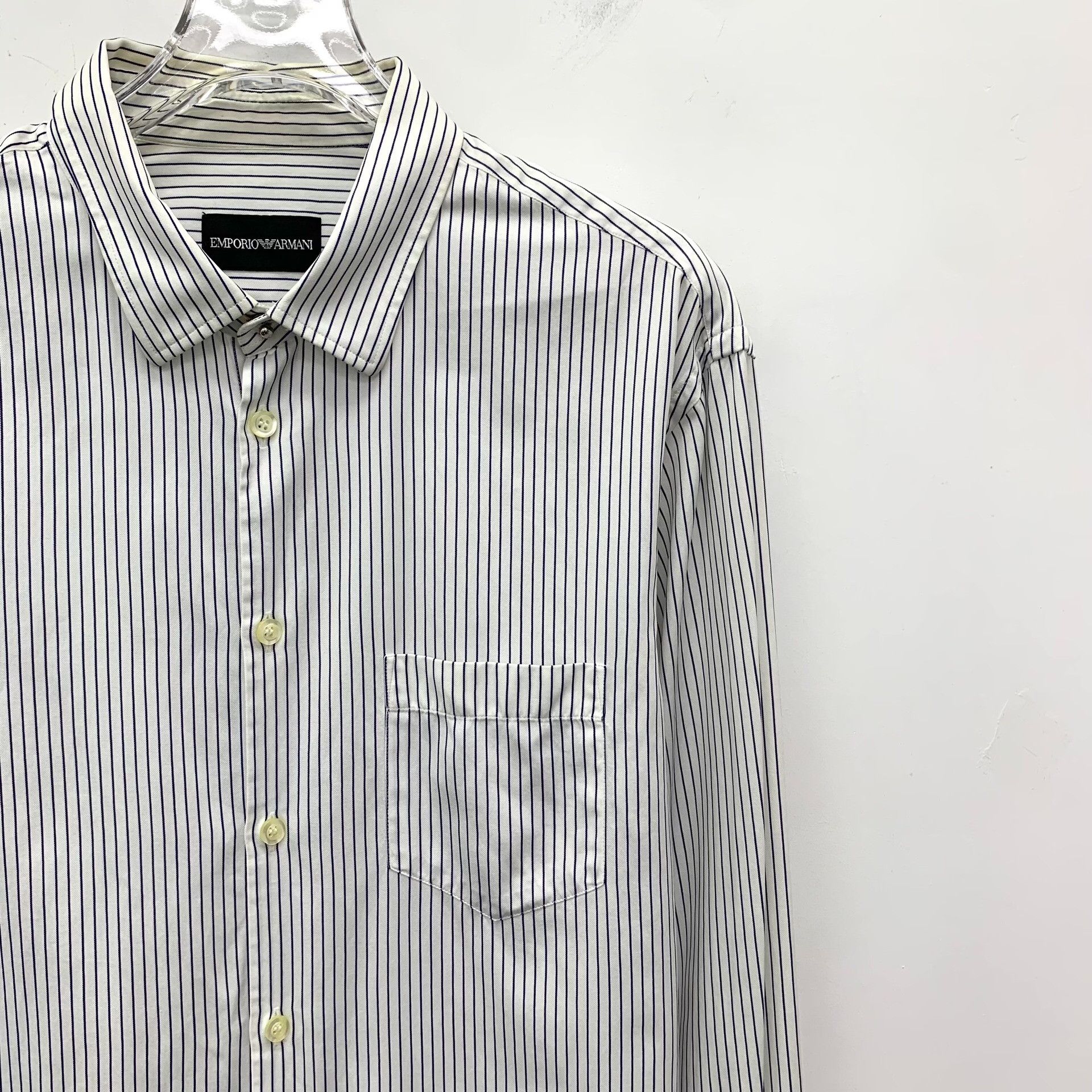 Emporio Armani Emporio Armani Striped Cotton Shirt L Size US L / EU 52-54 / 3 - 4 Thumbnail