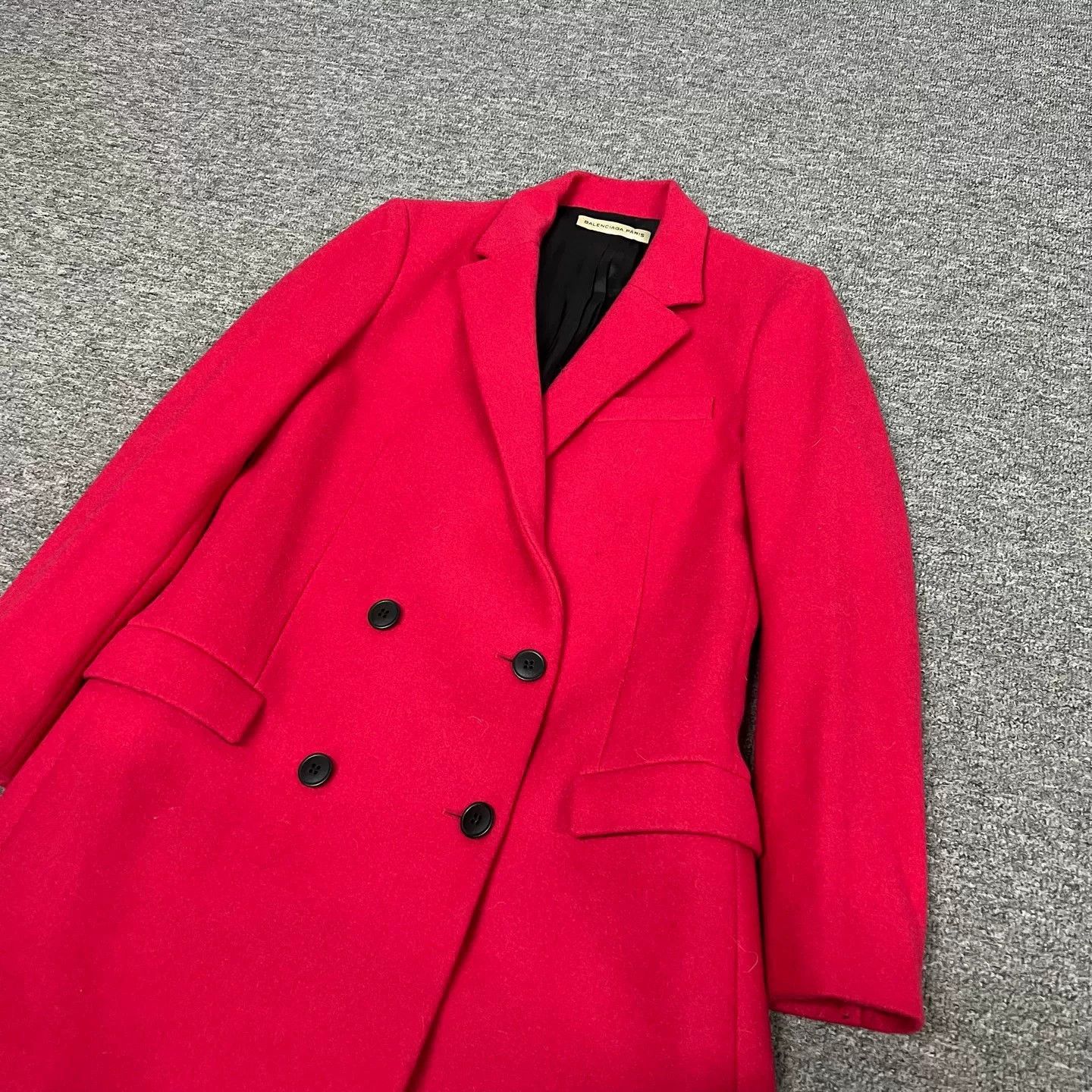 Balenciaga Balenciaga Red Wool Double Breasted Coat FR 38 Size S / US 4 / IT 40 - 5 Thumbnail