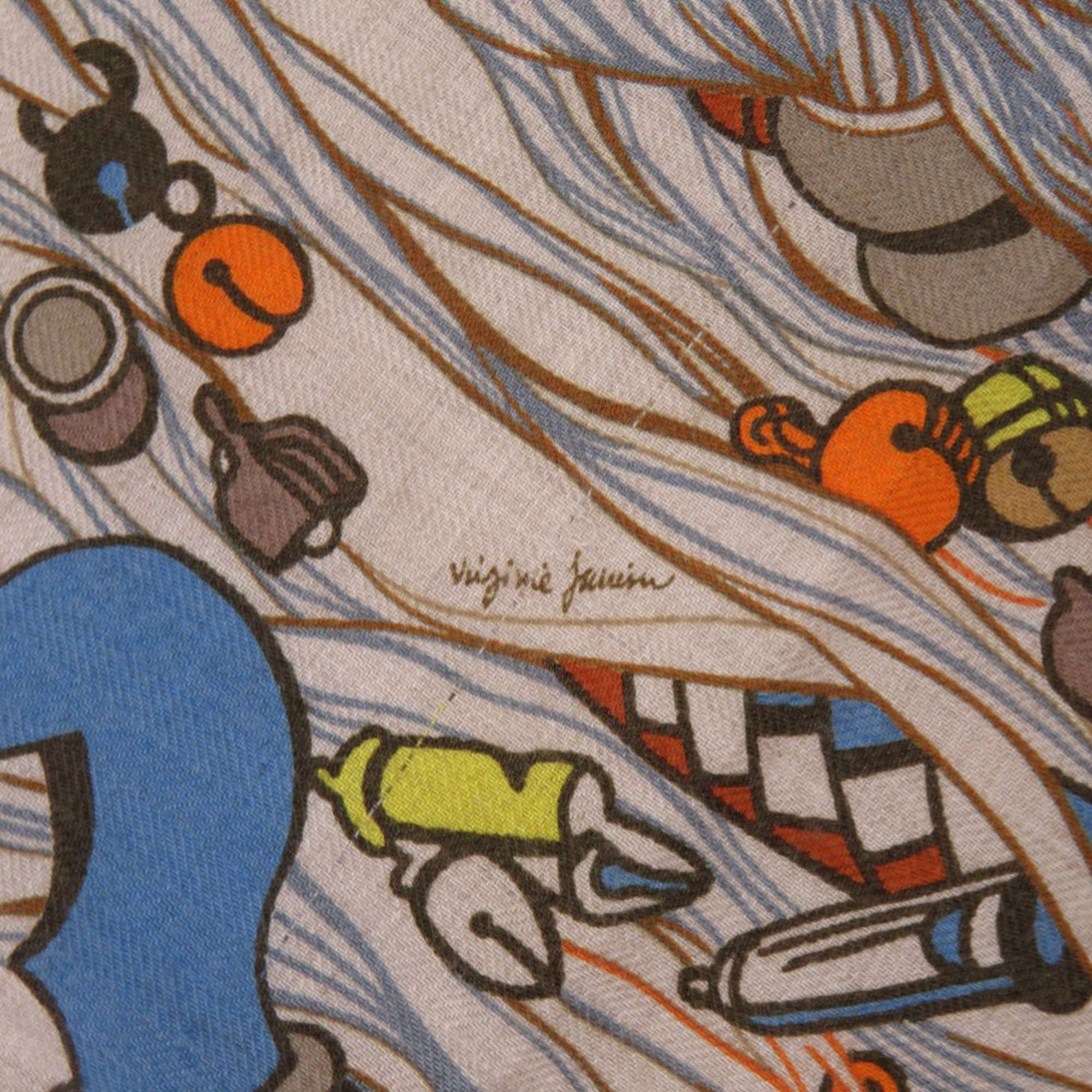 Hermes Like New Hermes Carre 100 Wild Rhythm 104000T Cashmere Silk Etoupe Marine Beige Blue Orange Scarf Muffler 1578HERMES Size ONE SIZE - 3 Thumbnail