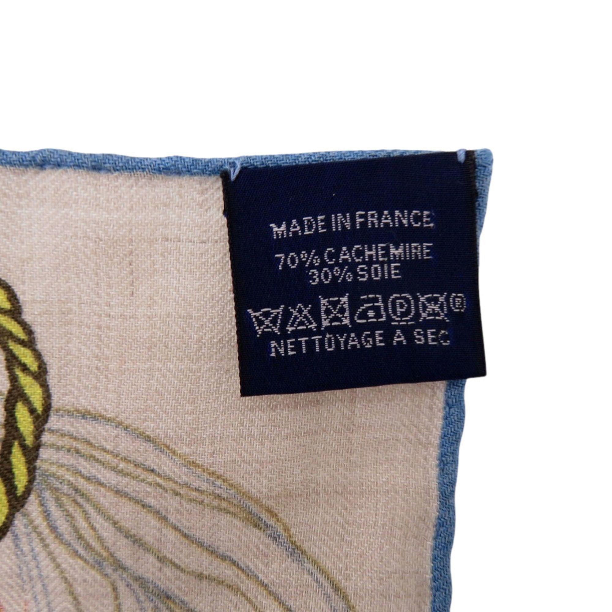 Hermes Like New Hermes Carre 100 Wild Rhythm 104000T Cashmere Silk Etoupe Marine Beige Blue Orange Scarf Muffler 1578HERMES Size ONE SIZE - 4 Thumbnail