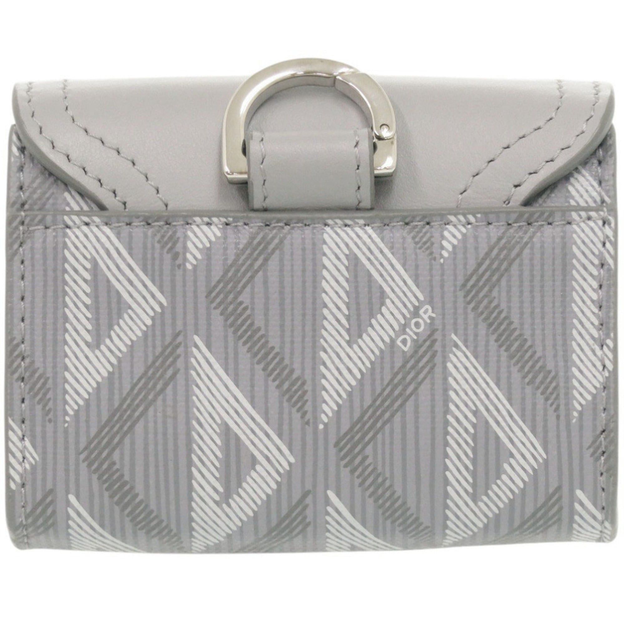 Dior Christian Dior Like New Dior Saddle CD Diamond Leather Grey Business Card Holder/Card Case Wallet 0358Dior Size ONE SIZE - 2 Thumbnail
