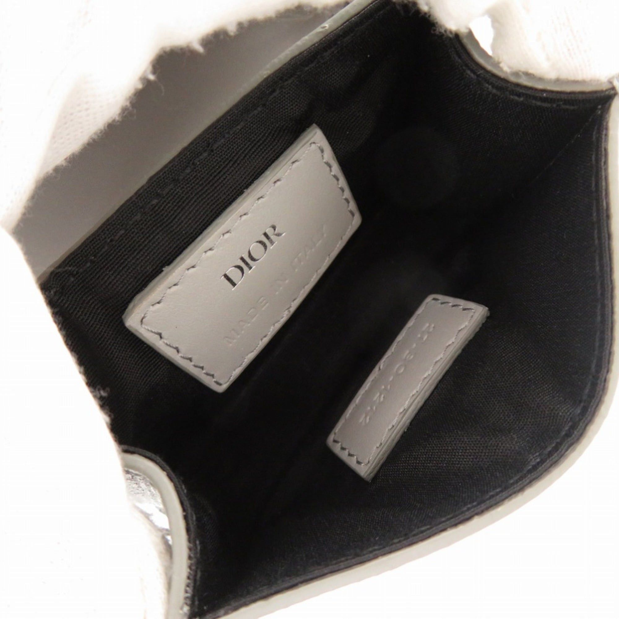 Dior Christian Dior Like New Dior Saddle CD Diamond Leather Grey Business Card Holder/Card Case Wallet 0358Dior Size ONE SIZE - 5 Thumbnail