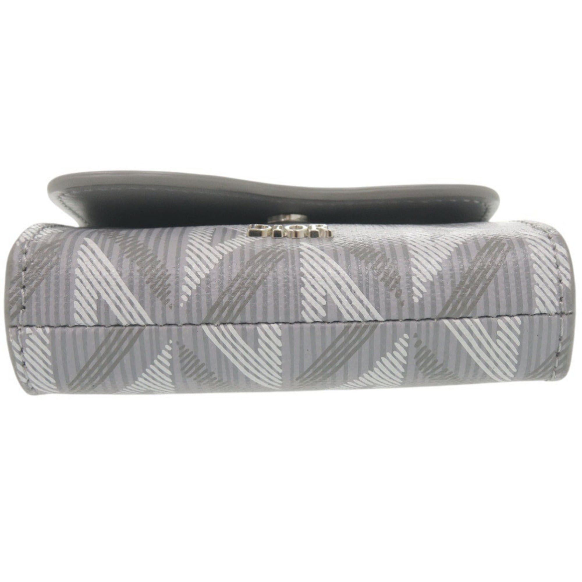 Dior Christian Dior Like New Dior Saddle CD Diamond Leather Grey Business Card Holder/Card Case Wallet 0358Dior Size ONE SIZE - 3 Thumbnail
