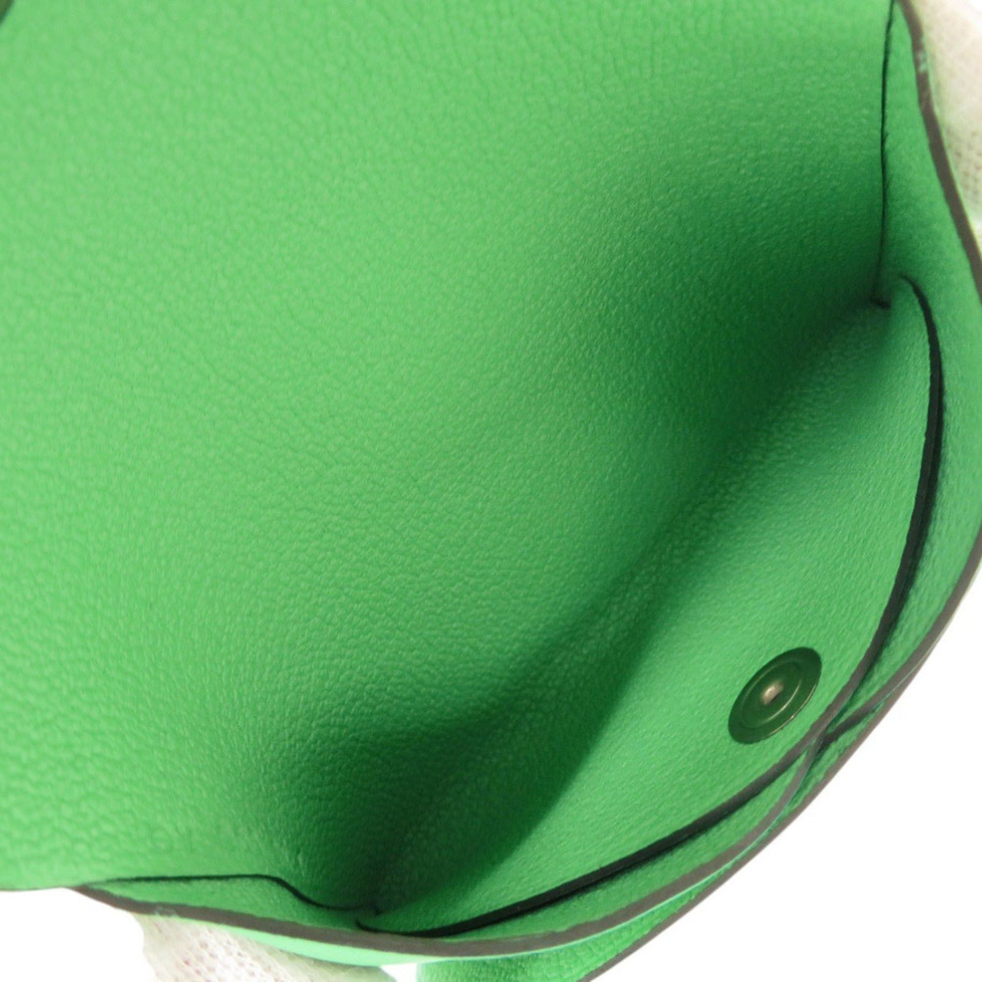 Hermes Unused Hermes Calvi Duo Selle en Desordres Swift leather wallet in Vert Comice with silver hardware, B stamp (2023 production). Green wallet/coin case. 1702HERMES Size ONE SIZE - 6 Thumbnail