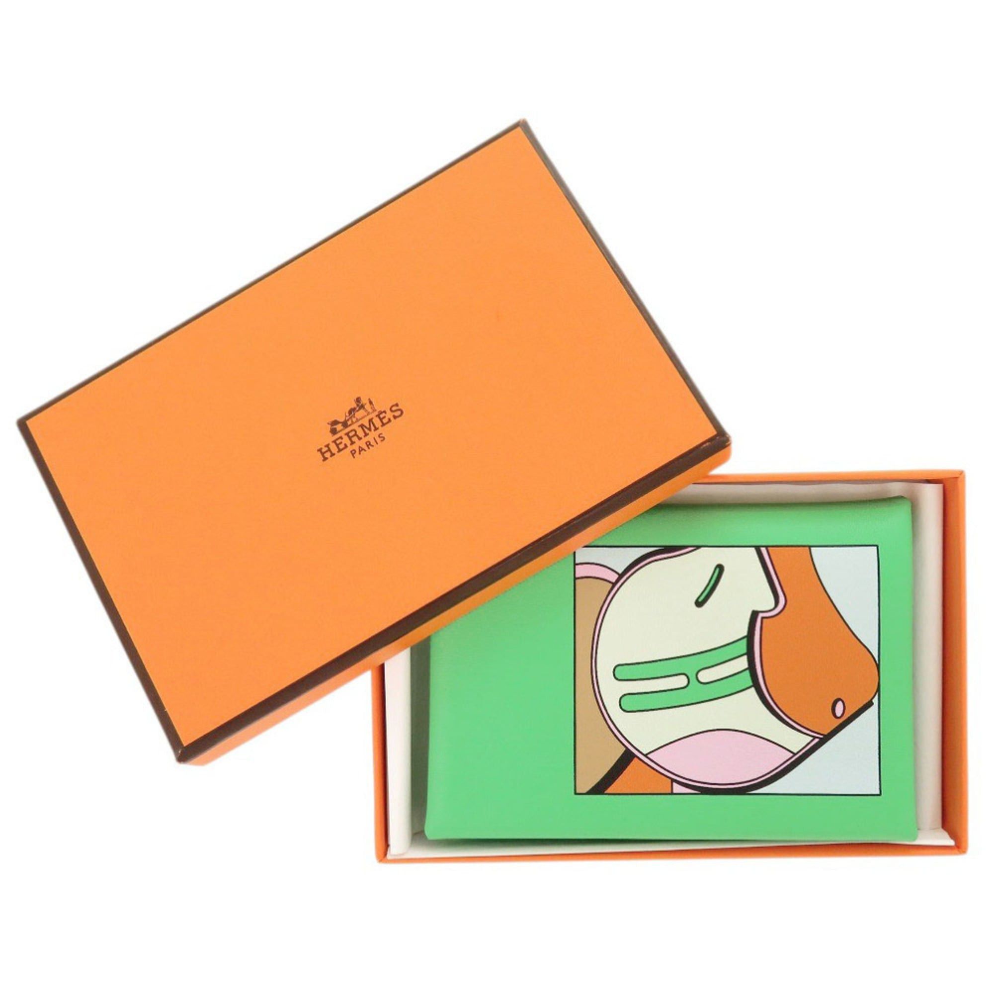 Hermes Unused Hermes Calvi Duo Selle en Desordres Swift leather wallet in Vert Comice with silver hardware, B stamp (2023 production). Green wallet/coin case. 1702HERMES Size ONE SIZE - 2 Thumbnail