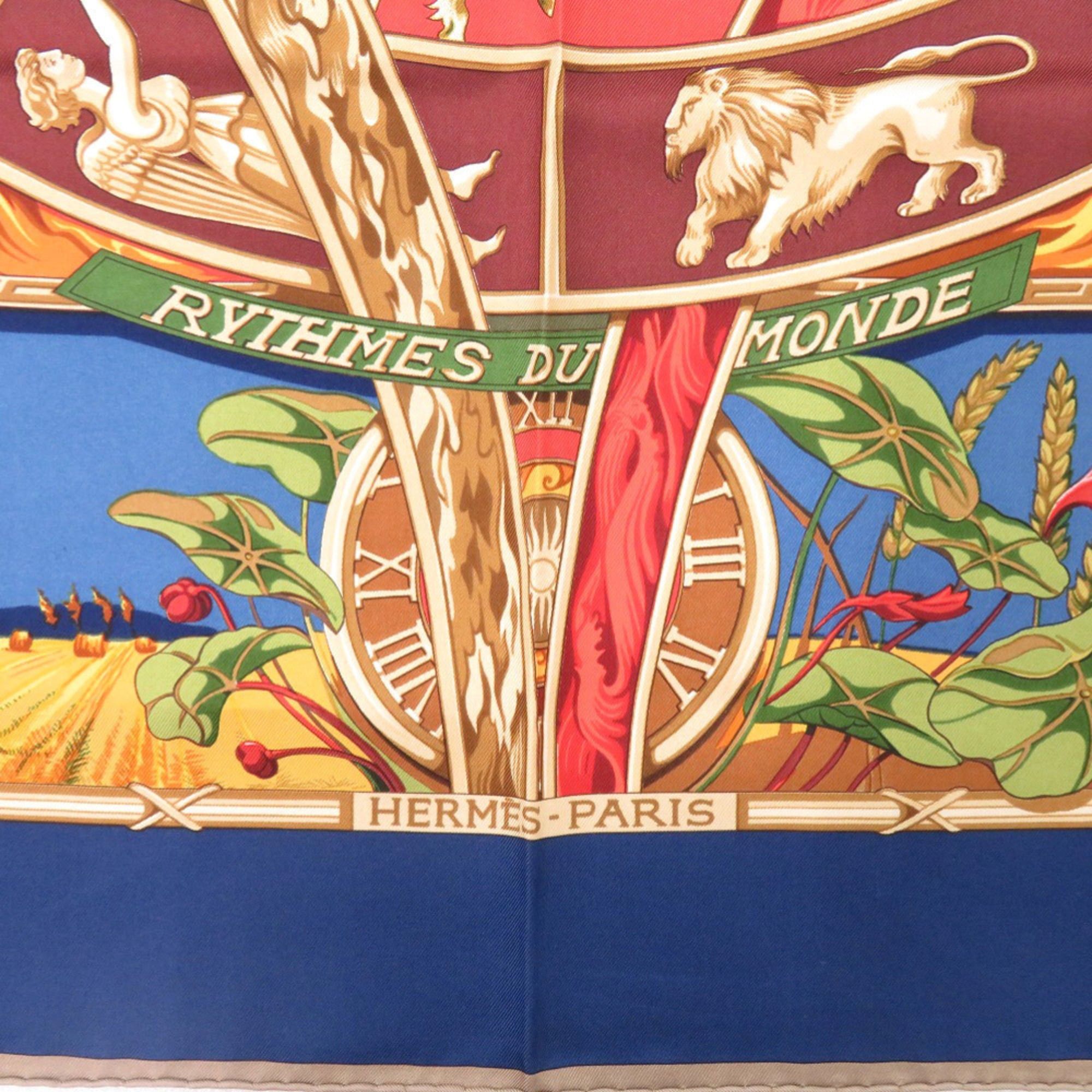 Hermes Excellent condition Hermes Carre 90 RYTHMES DU MONDE (Rhythms of the World) silk scarf/muffler 1116HERMES Size ONE SIZE - 2 Thumbnail