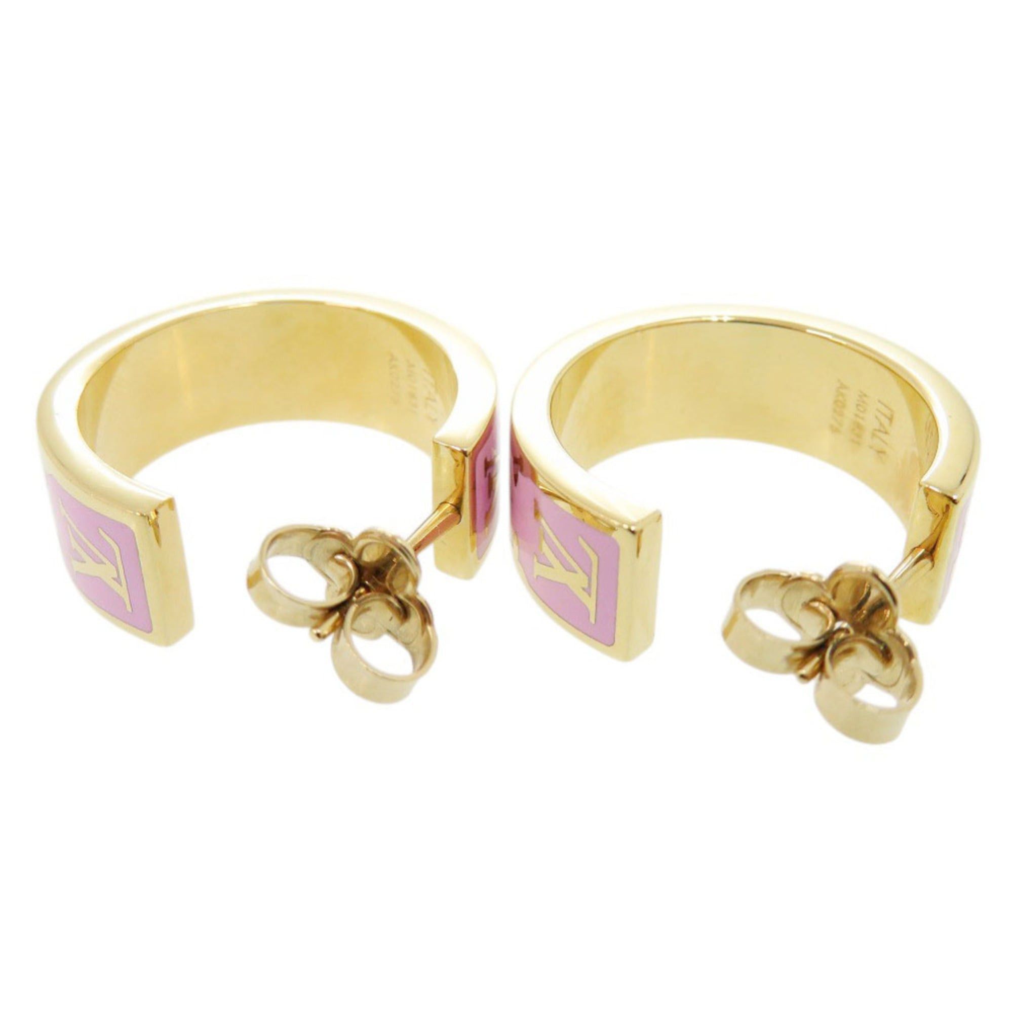 Louis Vuitton Excellent condition Louis Vuitton Nanogram enamel earrings, M01831, pink metal, LV 0175 LOUIS VUITTON Size ONE SIZE - 5 Thumbnail