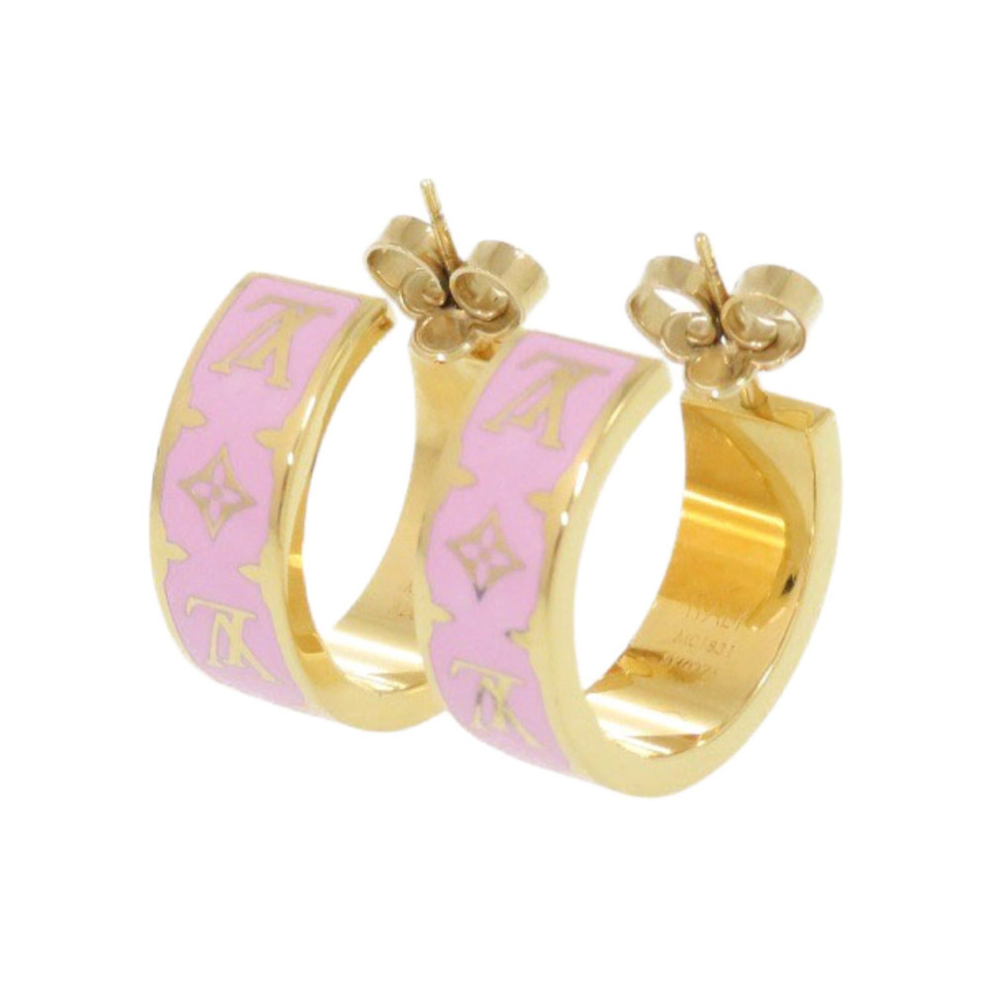 Louis Vuitton Excellent condition Louis Vuitton Nanogram enamel earrings, M01831, pink metal, LV 0175 LOUIS VUITTON Size ONE SIZE - 3 Thumbnail