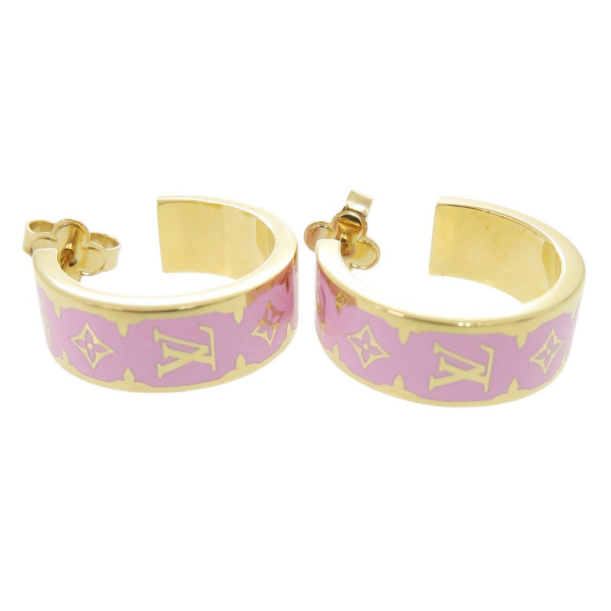 Louis Vuitton Excellent condition Louis Vuitton Nanogram enamel earrings, M01831, pink metal, LV 0175 LOUIS VUITTON Size ONE SIZE - 4 Thumbnail