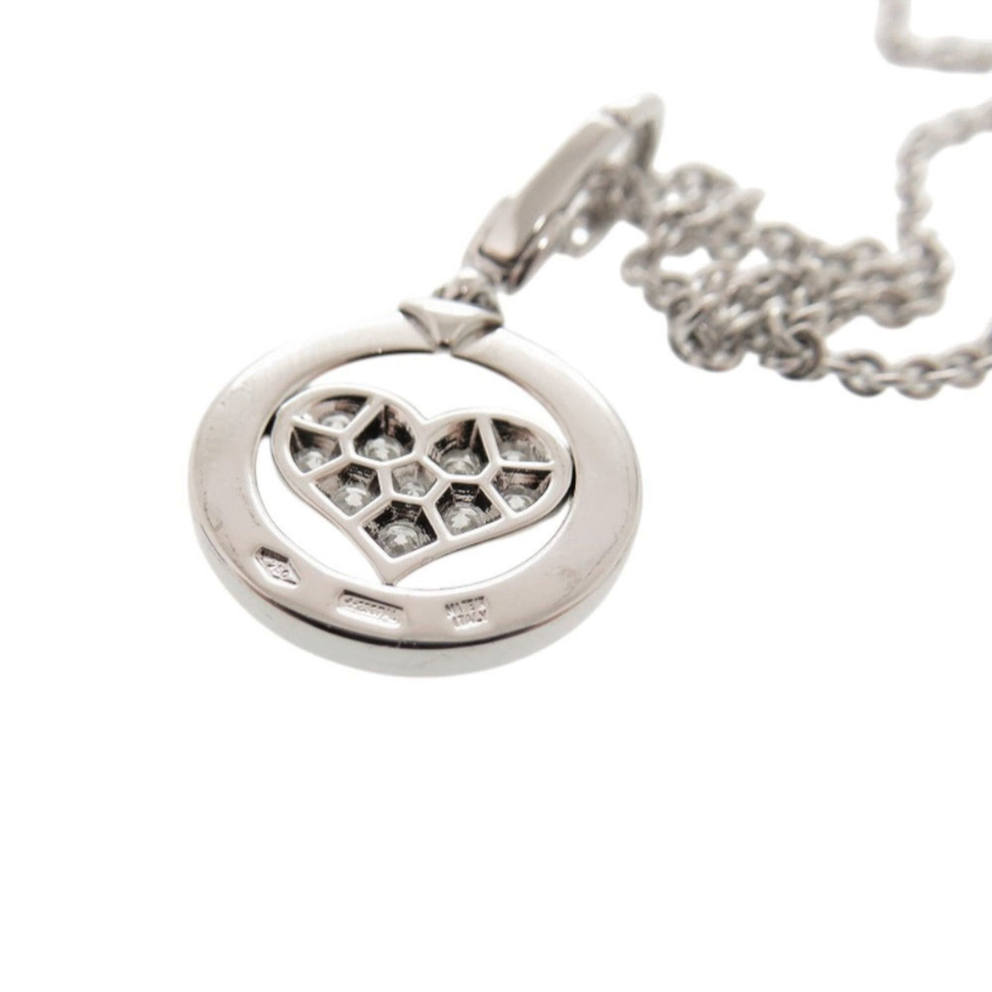 Bvlgari Like New Bulgari Tondo Heart 18KWG 750WG Diamond White Gold Necklace Pendant Jewelry 0132BVLGARI Size ONE SIZE - 8 Thumbnail
