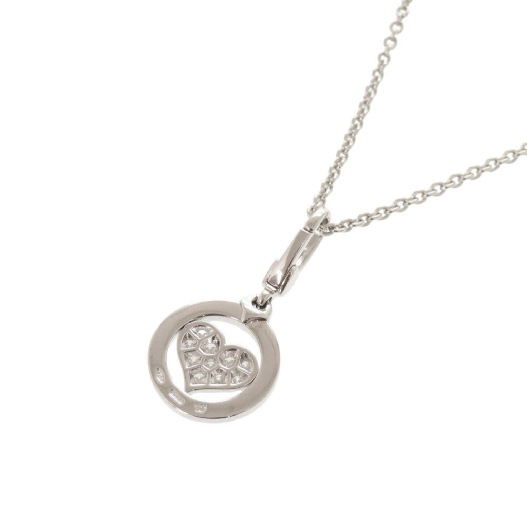 Bvlgari Like New Bulgari Tondo Heart 18KWG 750WG Diamond White Gold Necklace Pendant Jewelry 0132BVLGARI Size ONE SIZE - 2 Thumbnail