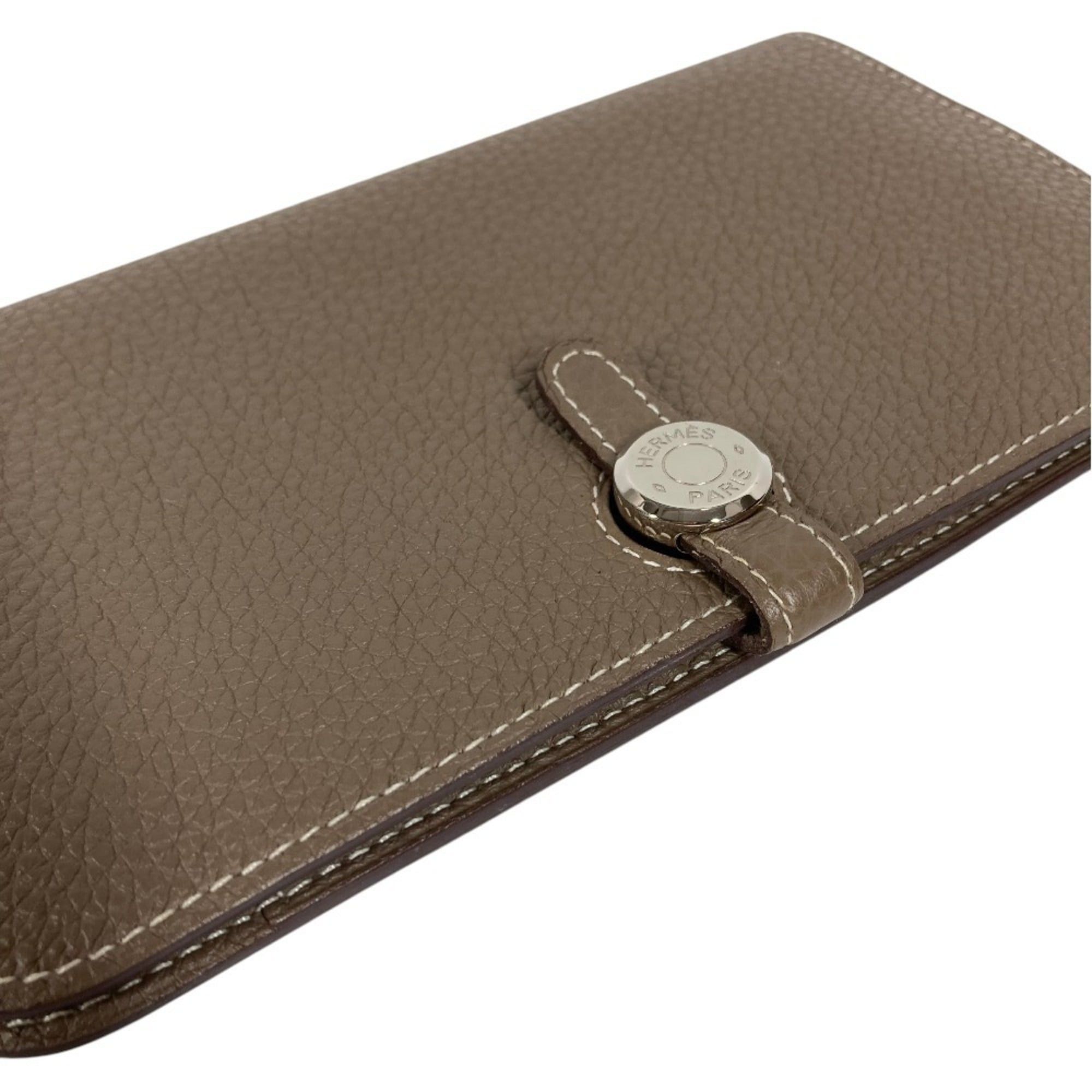 Hermes HERMES Dogon Duo GM Wallet, Long Togo Leather, Men's/Women's, Etoupe Gray Size ONE SIZE - 3 Thumbnail