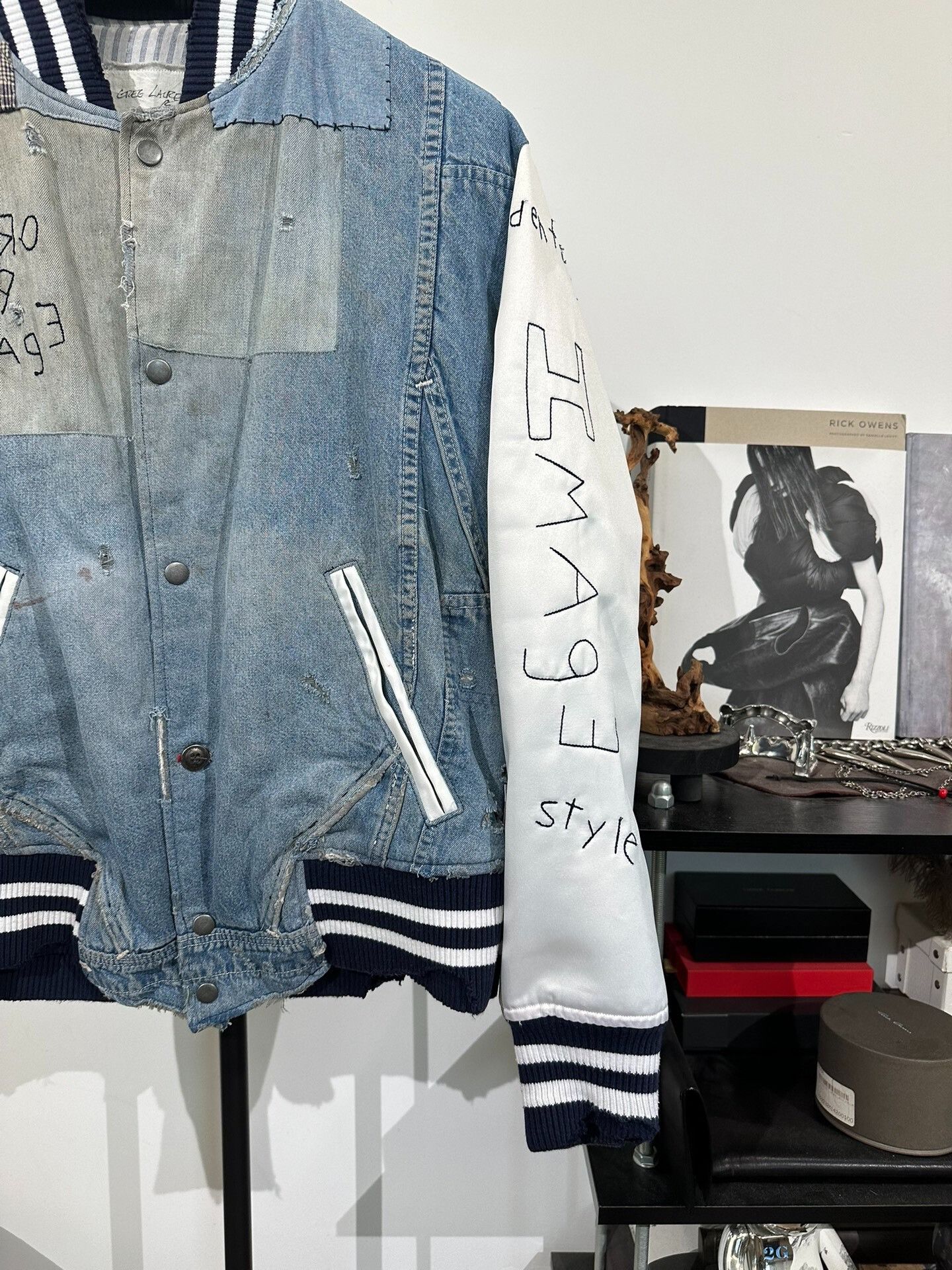 Greg Lauren Greg Lauren Silk Patchwork Baseball Jacket Size US M / EU 48-50 / 2 - 4 Thumbnail